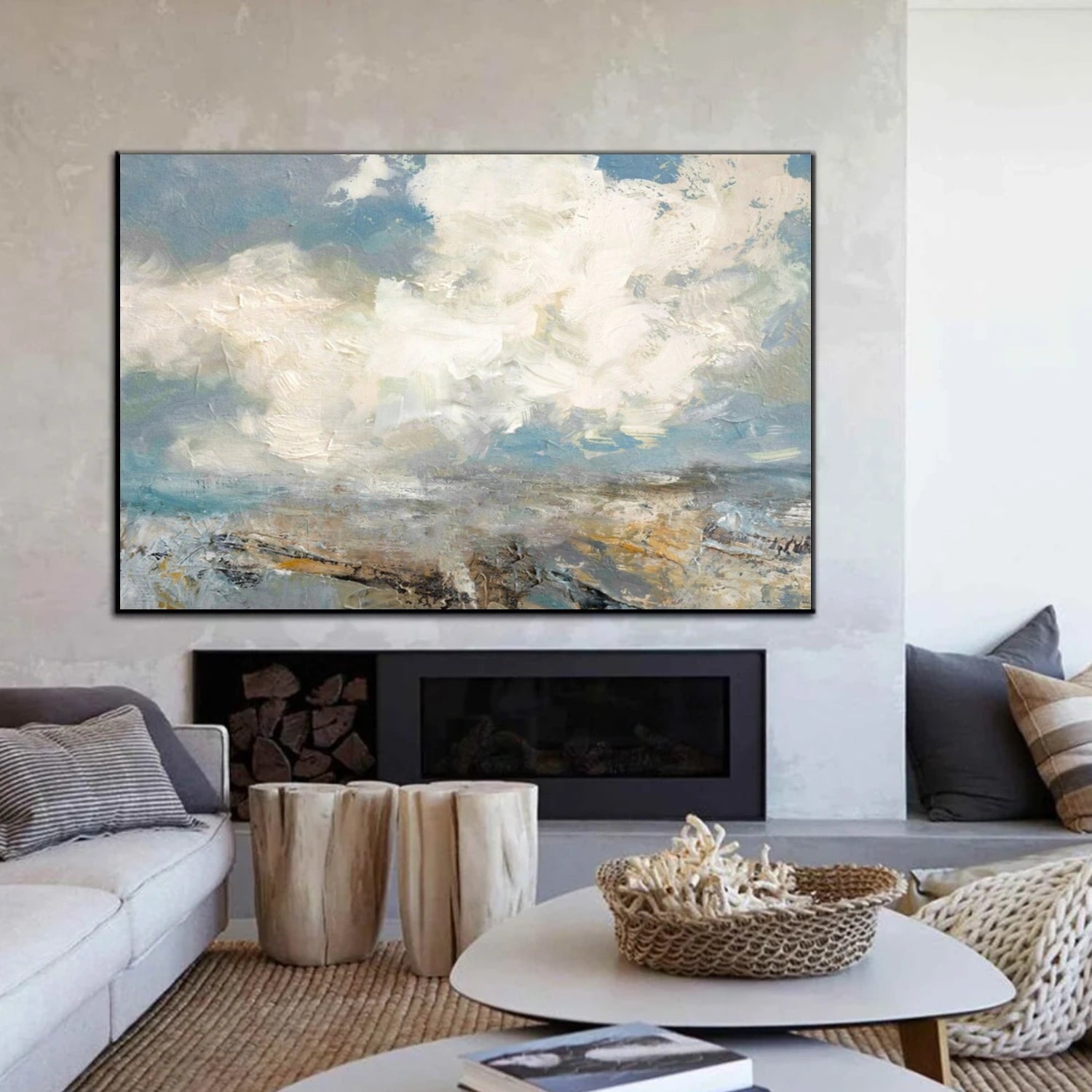 Ocean And Sky Abstract Canvas Art #OS 307