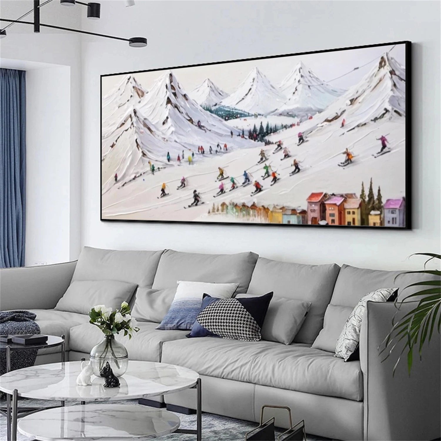 Skiing Sport Art Textured Painting Canvas # SA040