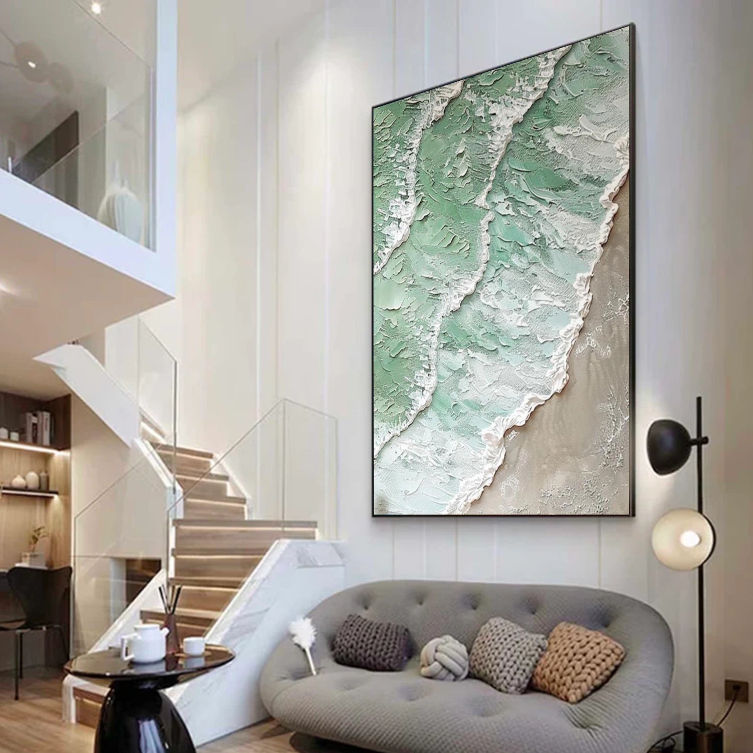 Ocean And Sky Abstract Textured Canvas Art #OS 327