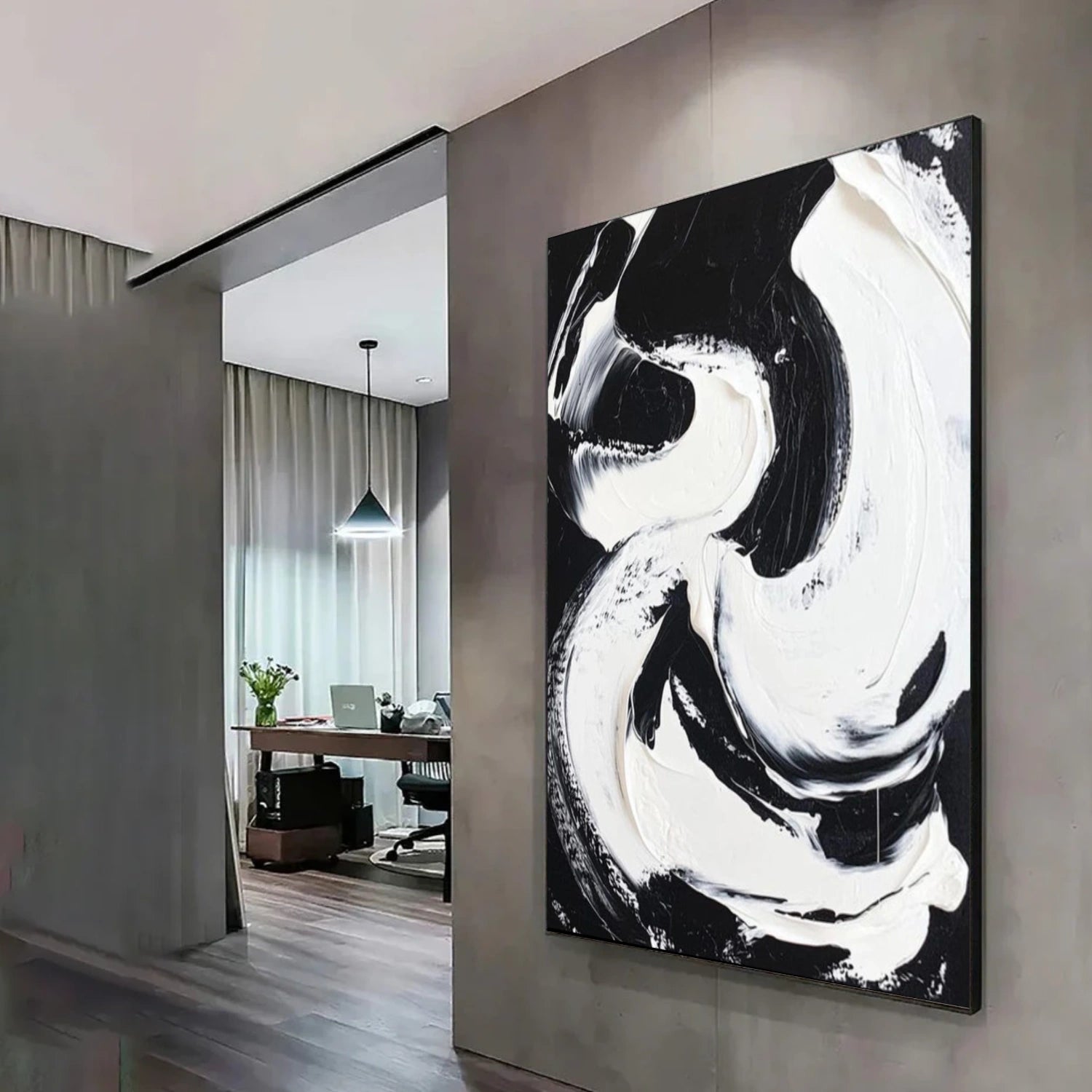 Black & White Minimalist Textured Canvas #MM387