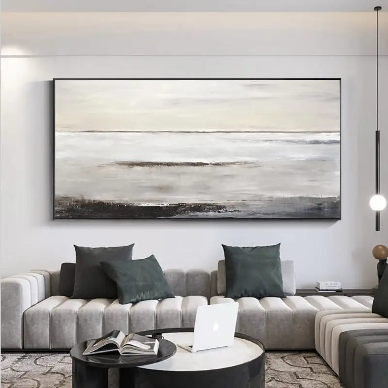 Wabi Sabi Black Beige Abstract Wall Decor Painting on Canvas #AB 018