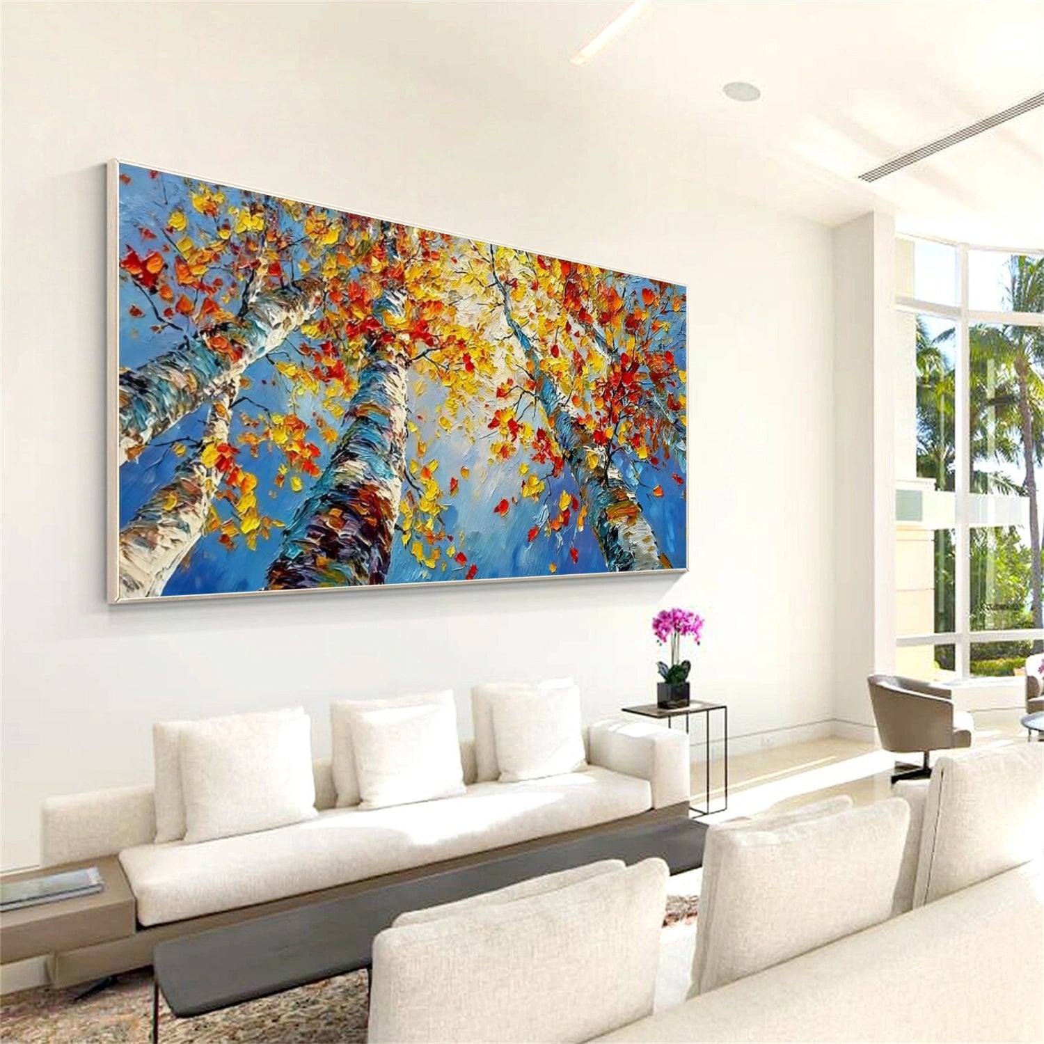 Colorful Flower & Tree Abstract Texture Canvas Art #FT 285