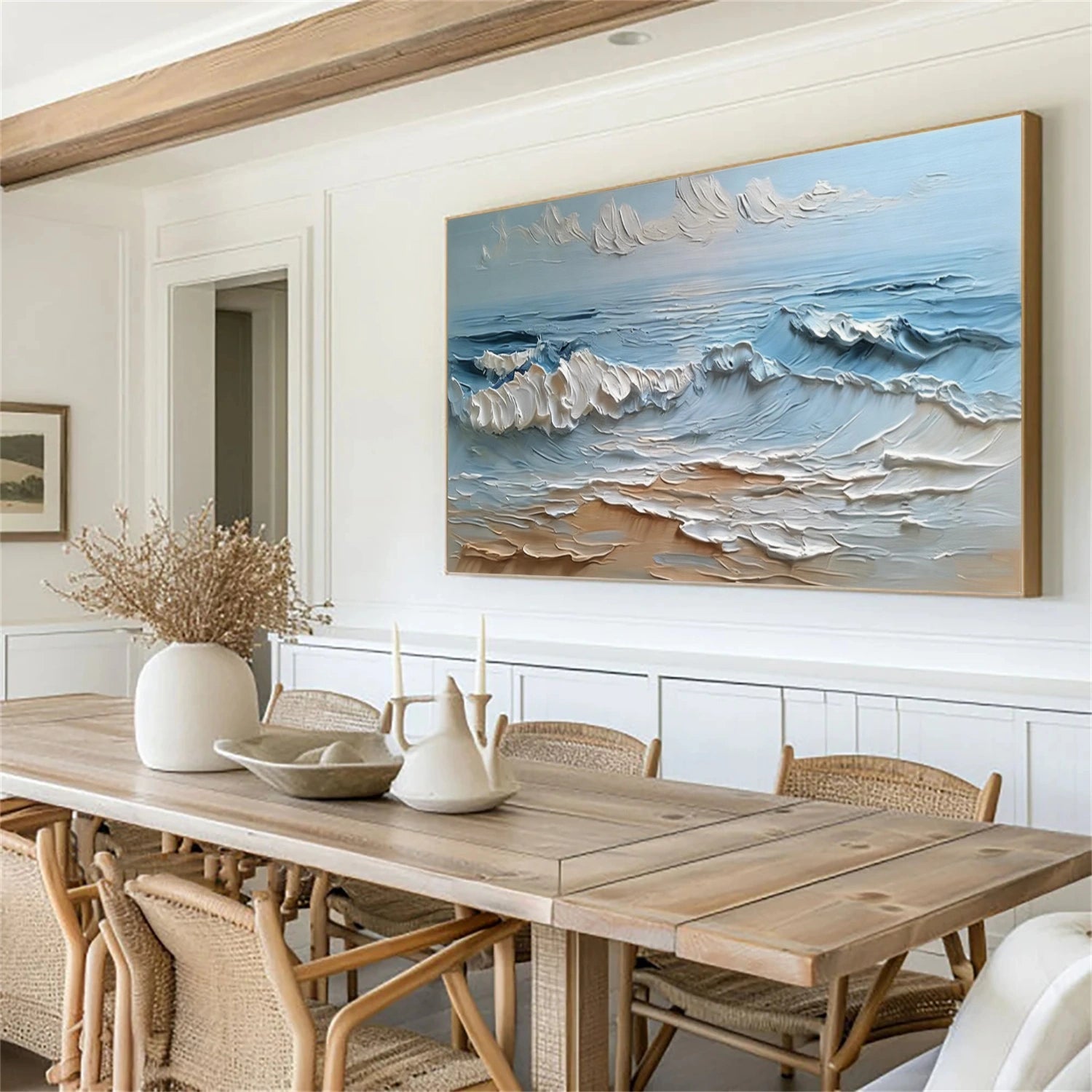 Ocean And Sky Abstract Texture Canvas Art #OS407