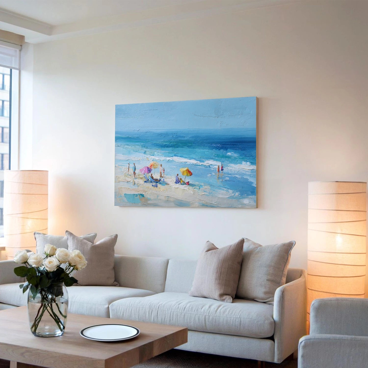 Ocean And Sky Abstract Texture Canvas Art #OS406
