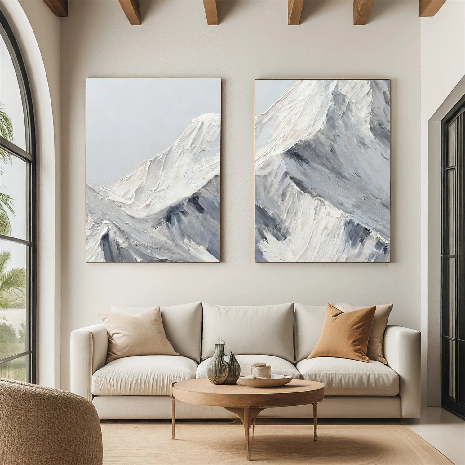 Abstract Mountain Textured Canvas Art Set of 2 #MM333