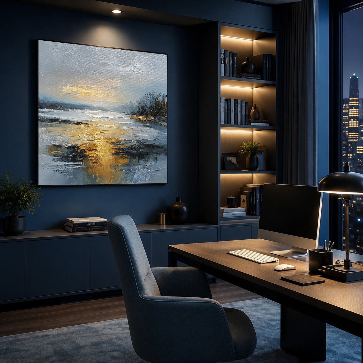 Ocean And Sky Abstract Canvas Art #OS430