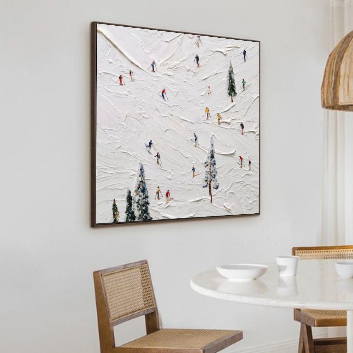 Skiing Sport Art Textured Painting Canvas # SA038