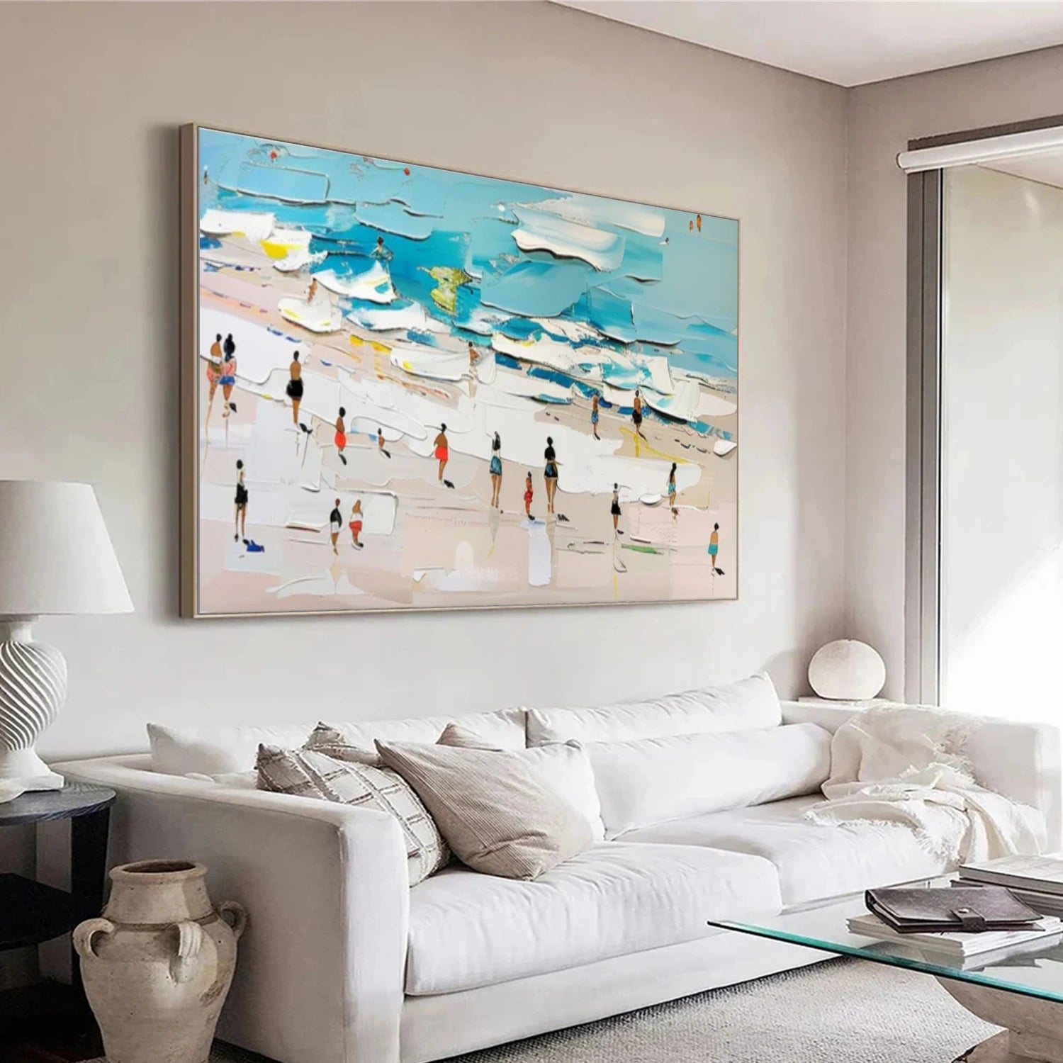 Colorful Ocean And Sky Abstract Textured Canvas Art #OS 318