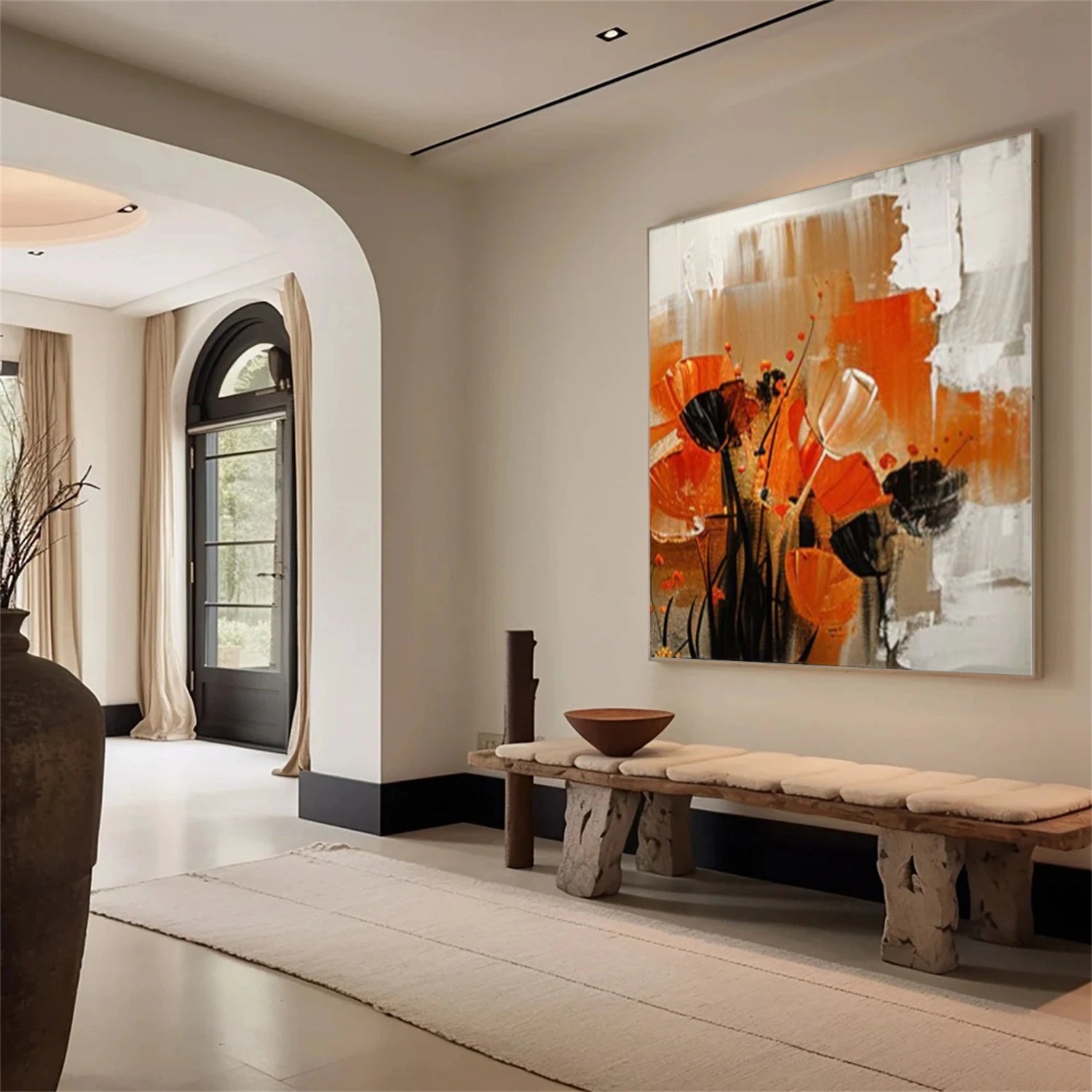 Flower And Tree Abstract Canvas Art #FT 240