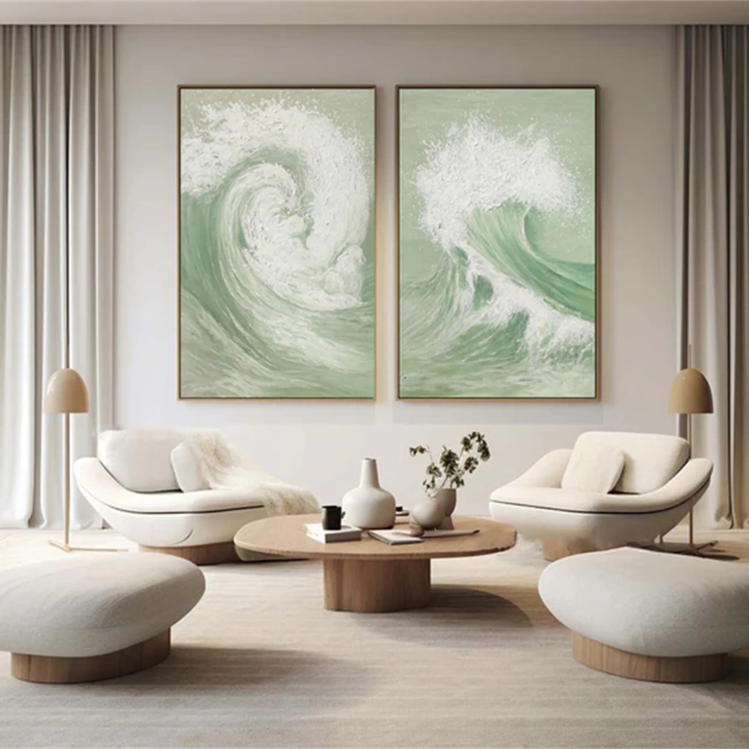 Blue & Green Abstract Set of 2 #BG060