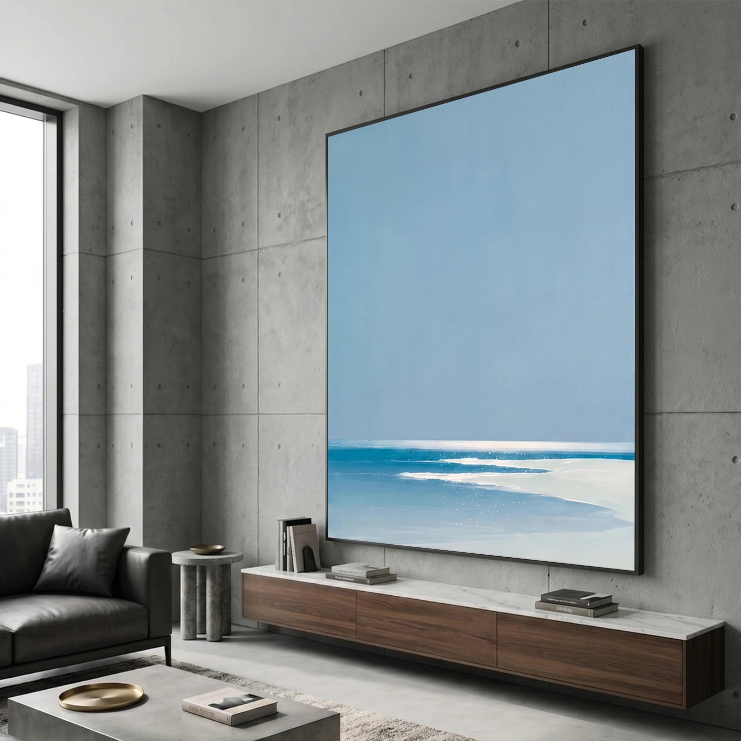 Ocean And Sky Abstract Canvas Art #OS413