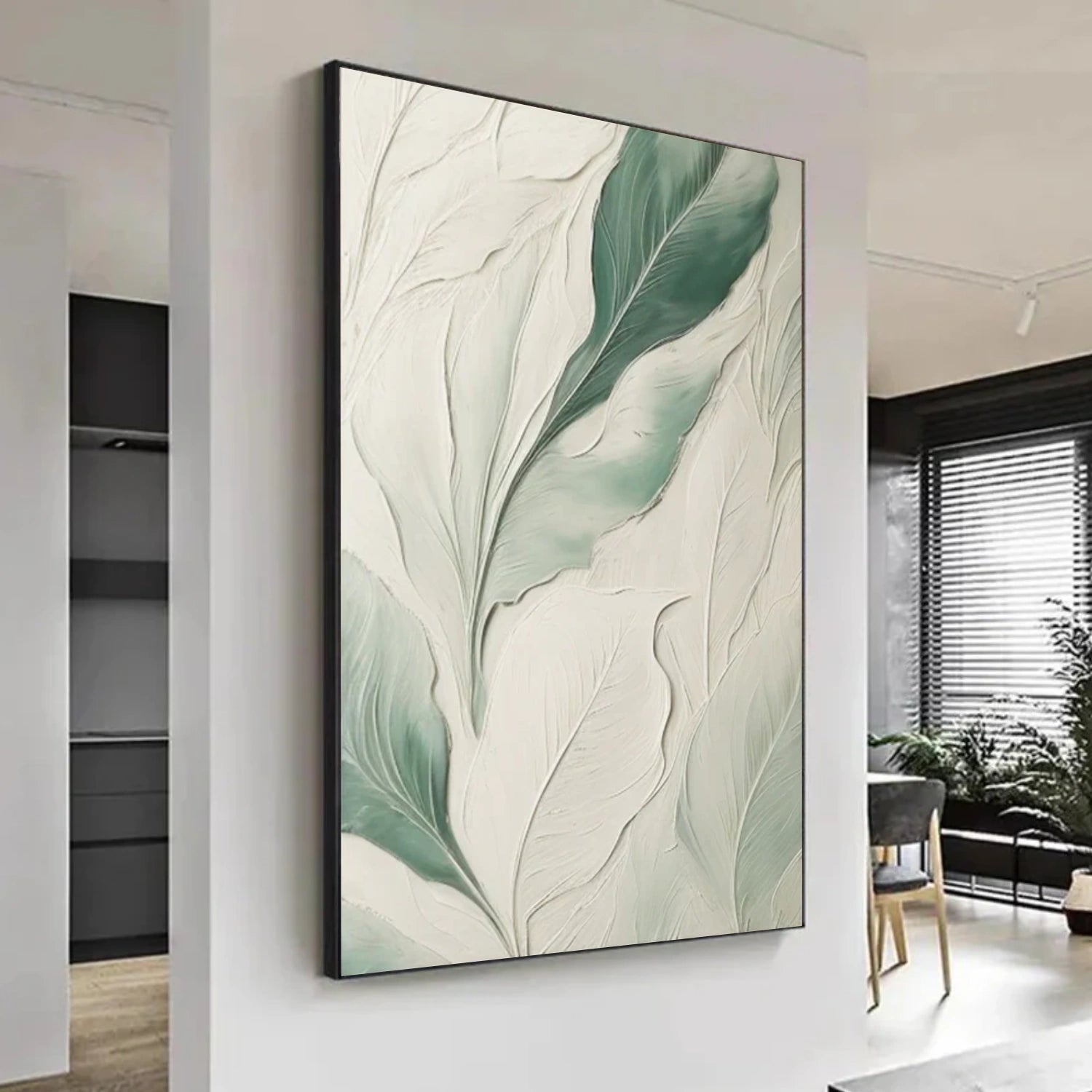 Green & Beige Flower & Tree Abstract Texture Canvas Art #FT 277