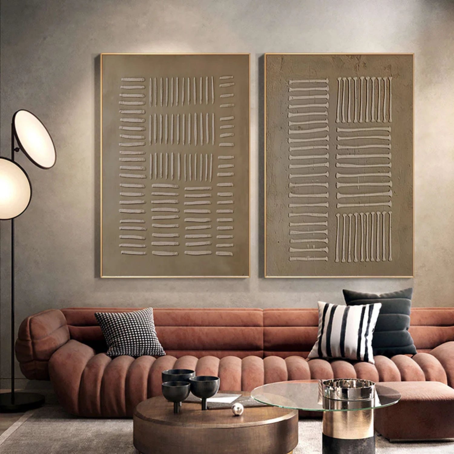 Beige & Brown Abstract Set of 2 #BB153