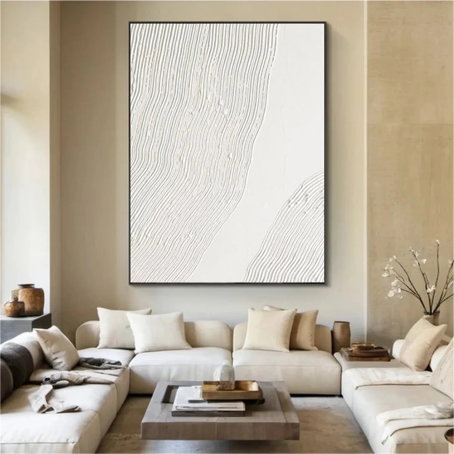 White Minimalist Textured Painting Canvas #MM274