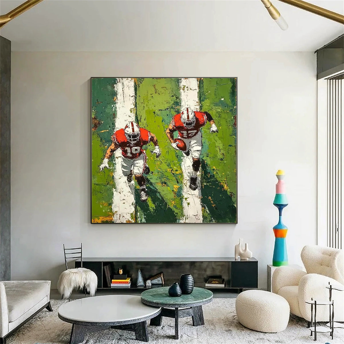 『アメフト』　油絵　現代アート American Football Sports Art Textured Painting Canvas #SA004