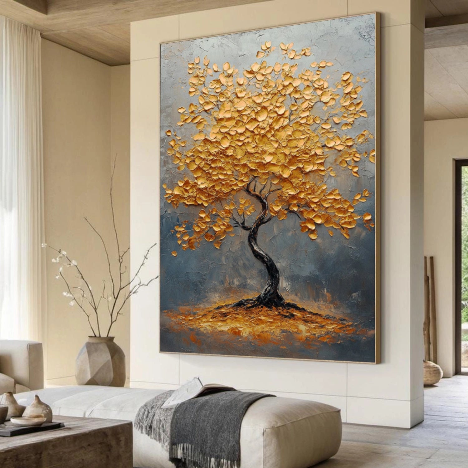 Flower & Tree Abstract Texture Canvas Art #FT 313