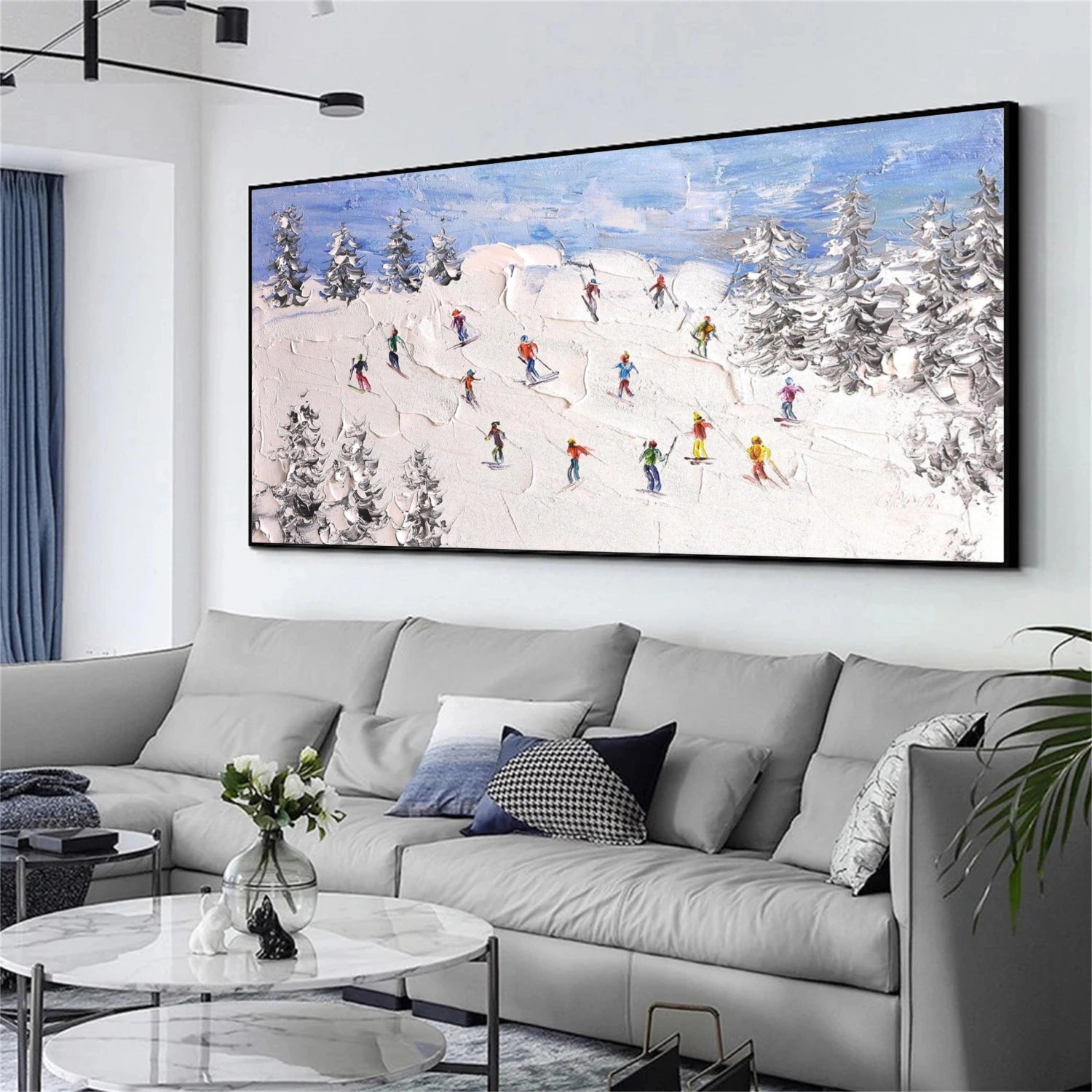 Skiing Sport Art Textured Painting Canvas # SA047