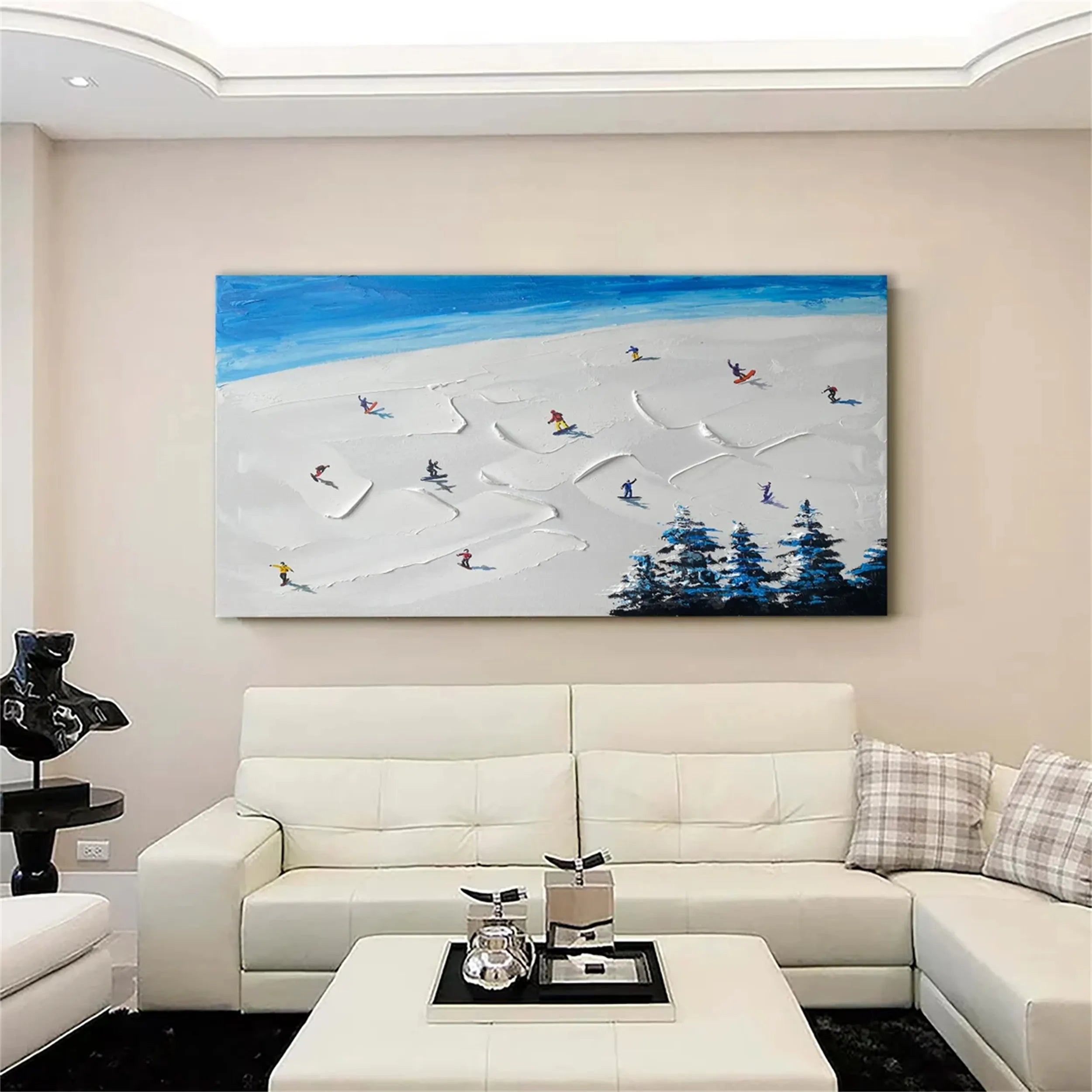 Skiing Sport Art Textured Painting Canvas #MM220