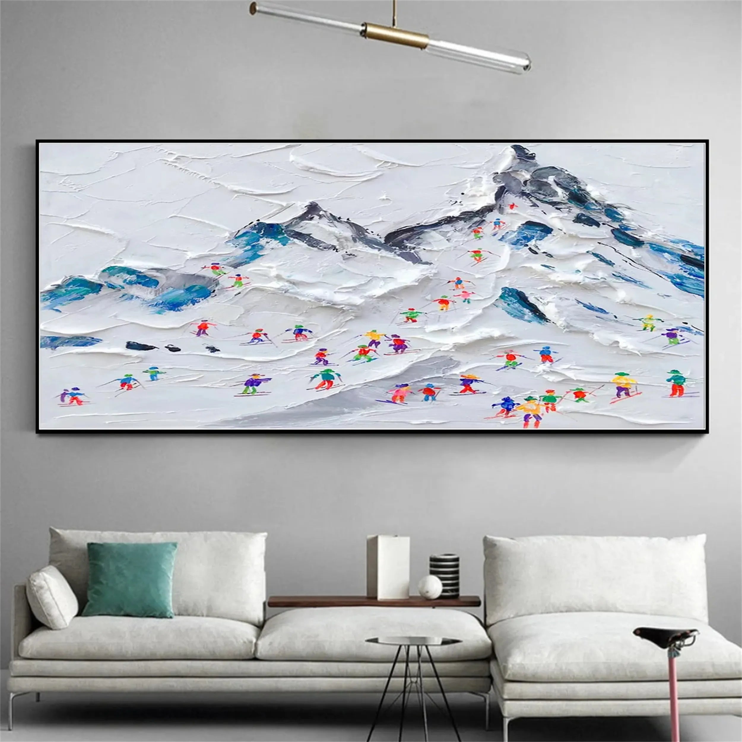 Skiing Sport Art Textured Painting Canvas #MM231