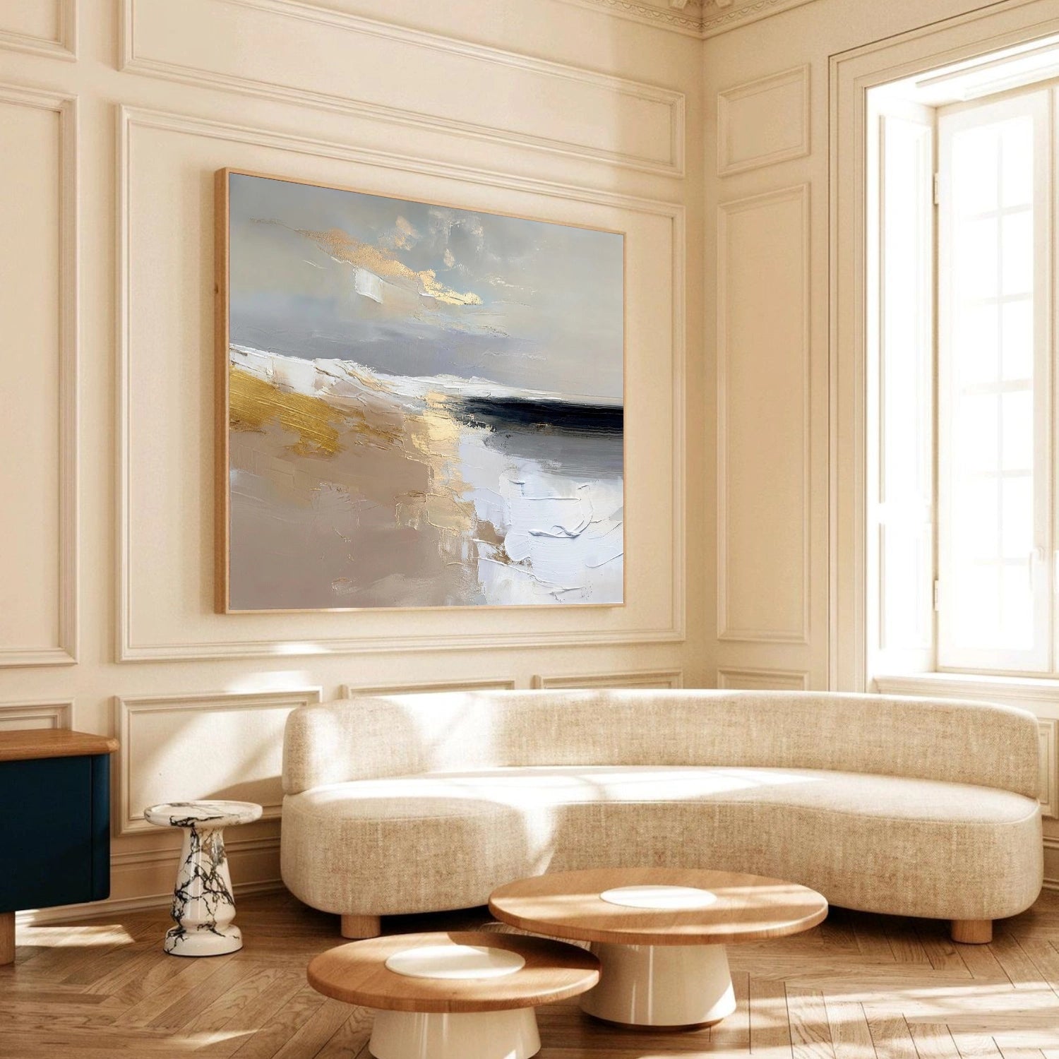 Ocean And Sky Abstract Textured Canvas Art #OS356