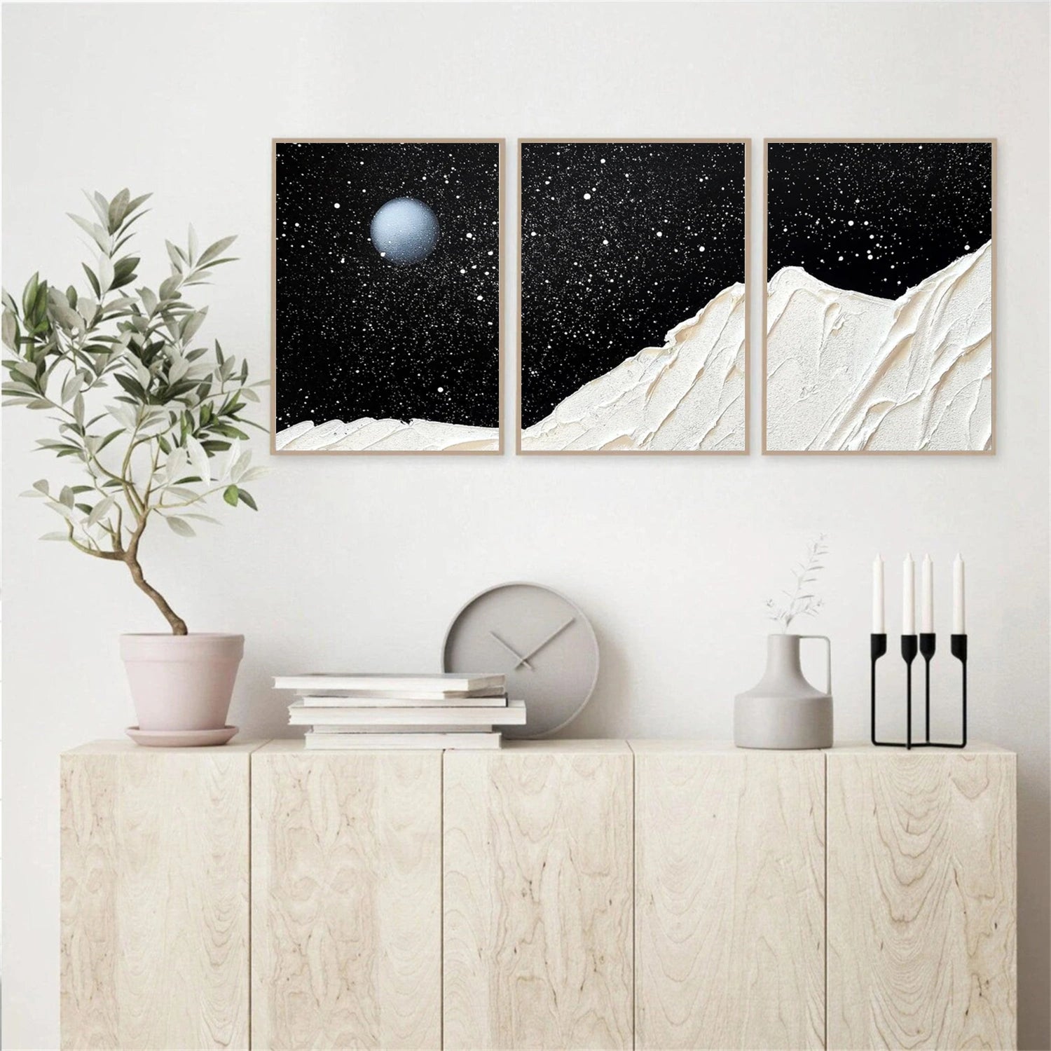 Black and White Minimalistic Textured Set of 2 Canvas Art #MZ146