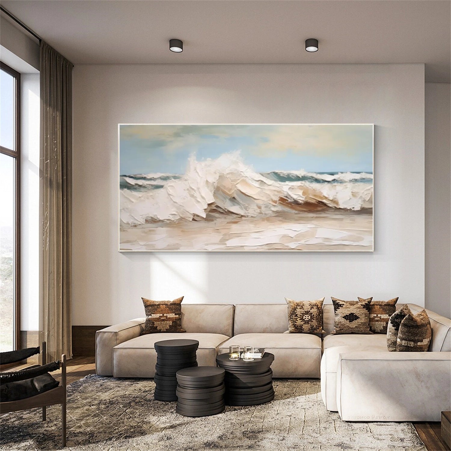 Ocean And Sky Abstract Textured Canvas Art #OS 290