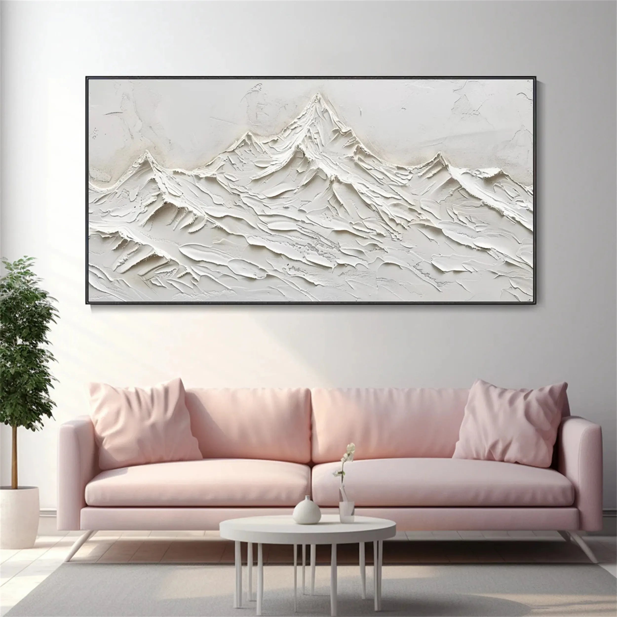 White Minimalist Textured Painting Canvas #MM246