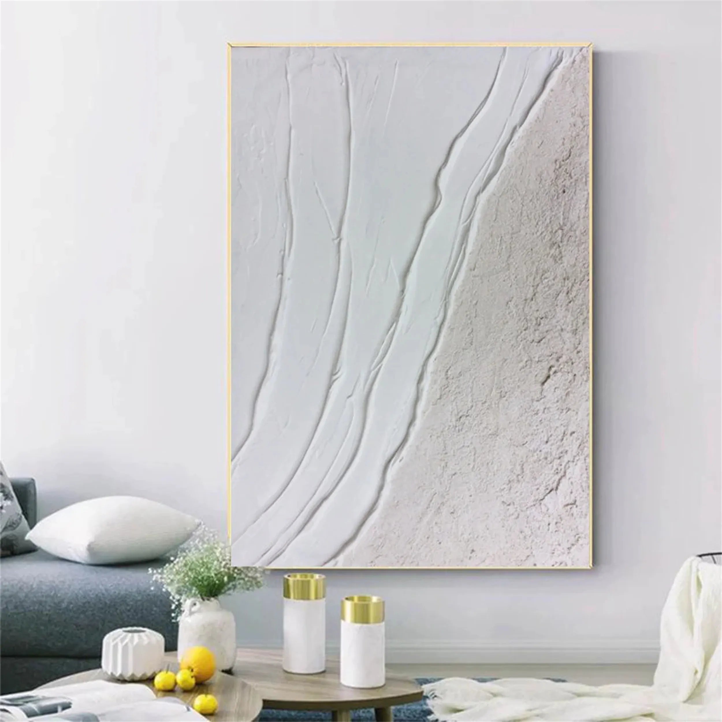 White Minimalist Textured Painting Canvas #MM170