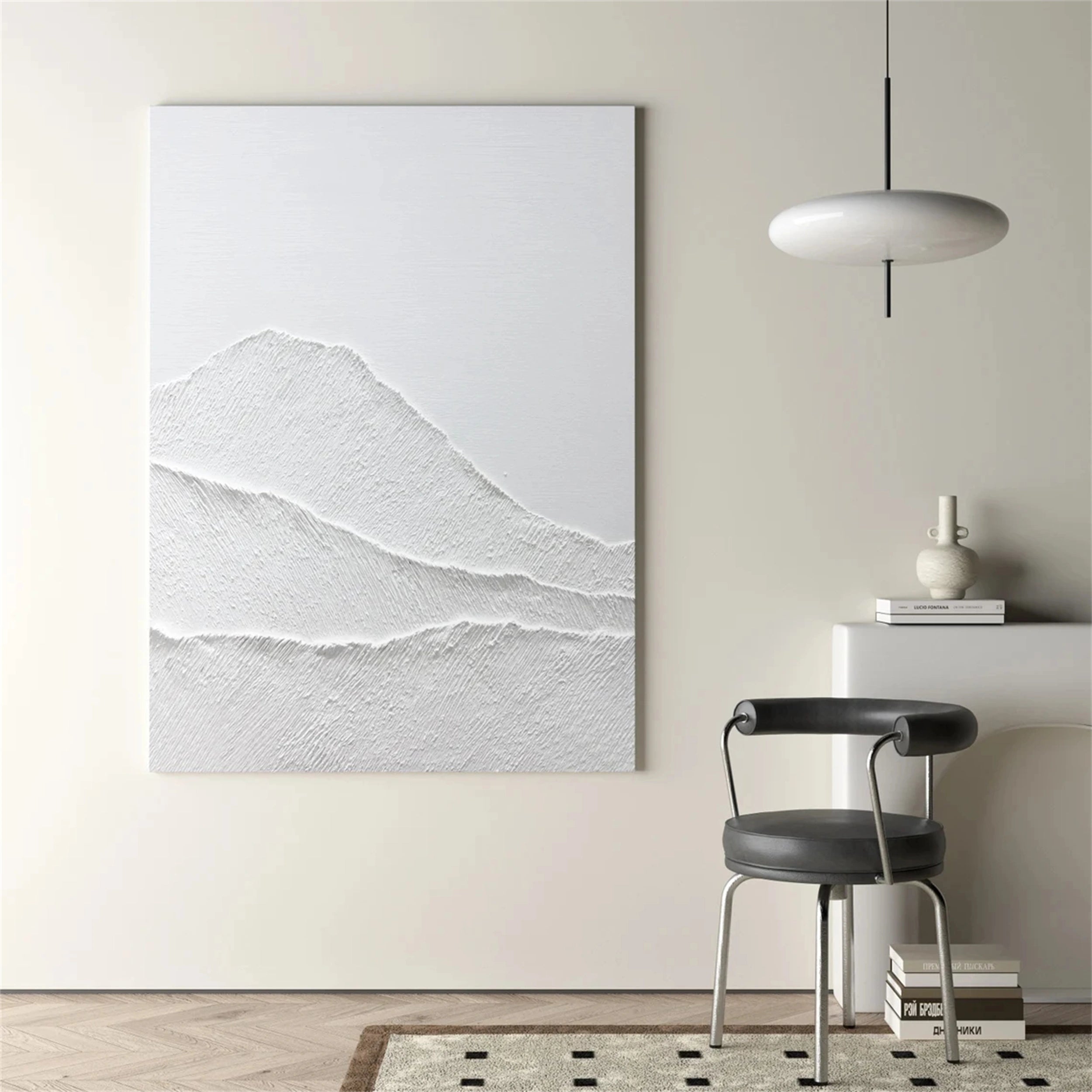 White Minimalist Textured Painting Canvas #MM160