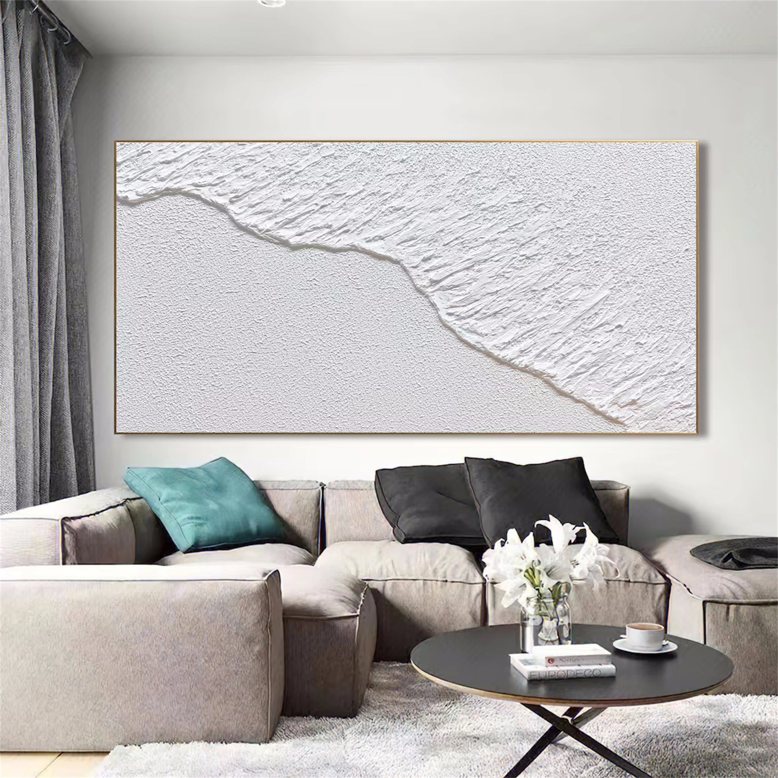White Minimalist Textured Painting Canvas #MM122