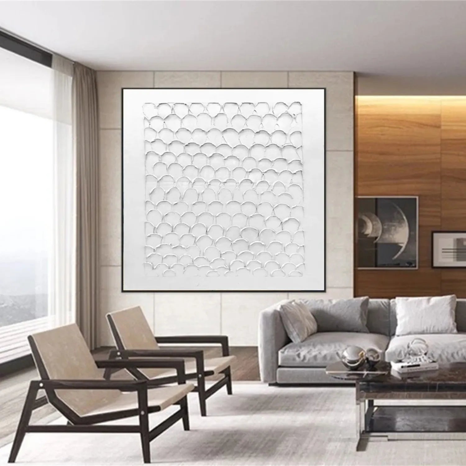 White Minimalist Textured Painting Canvas #MM275
