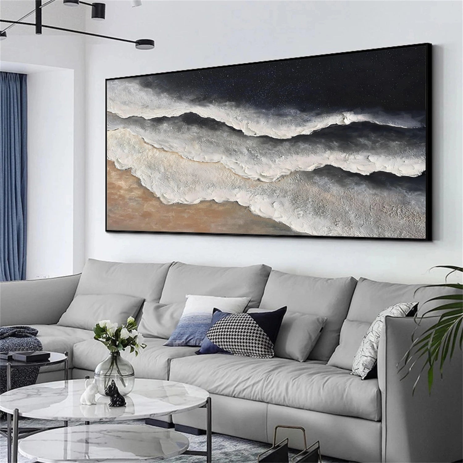 Ocean And Sky Abstract Texture Canvas Art #OS384