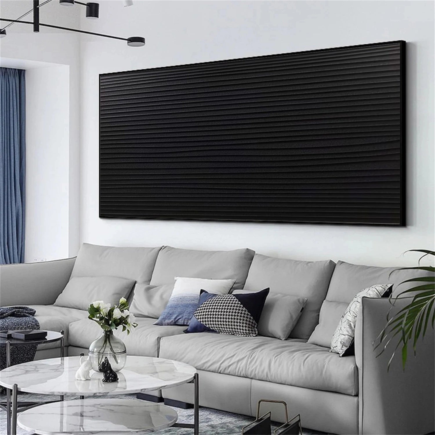 Black Minimalist Textured Canvas Art #MZ160