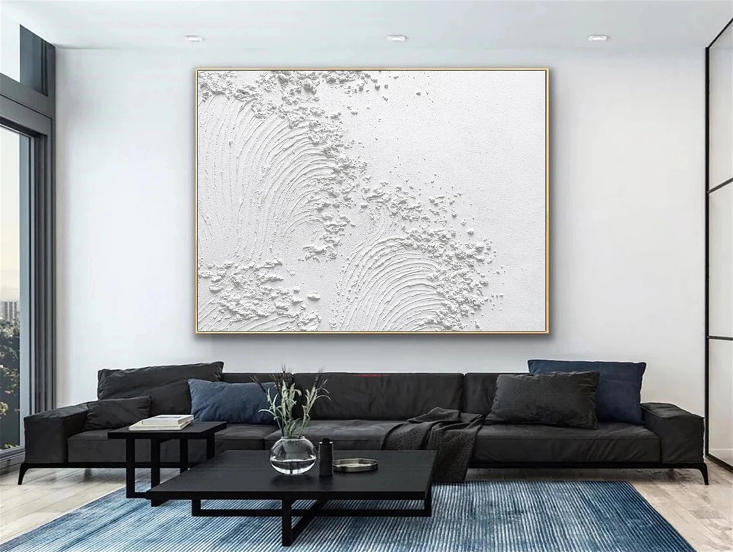 White Minimalist Textured Painting Canvas #MM120