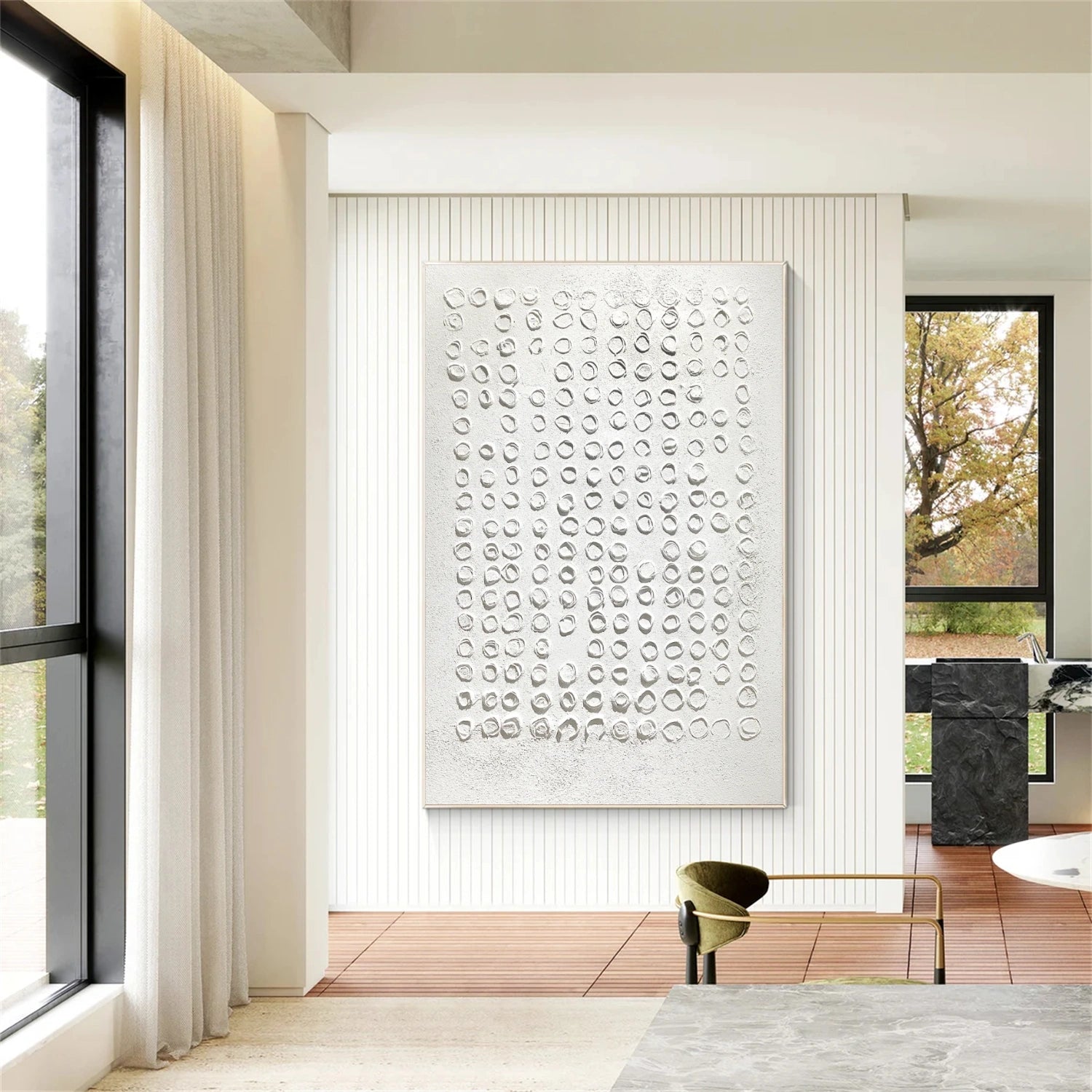 White Plaster Art Minimalist Textured Paintings Canvas #MM317