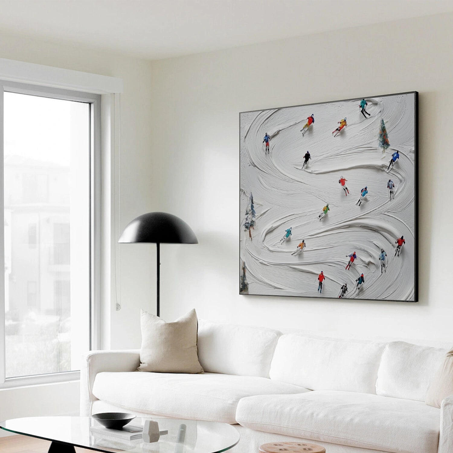 Skiing Sport Art Textured Painting Canvas # SA062