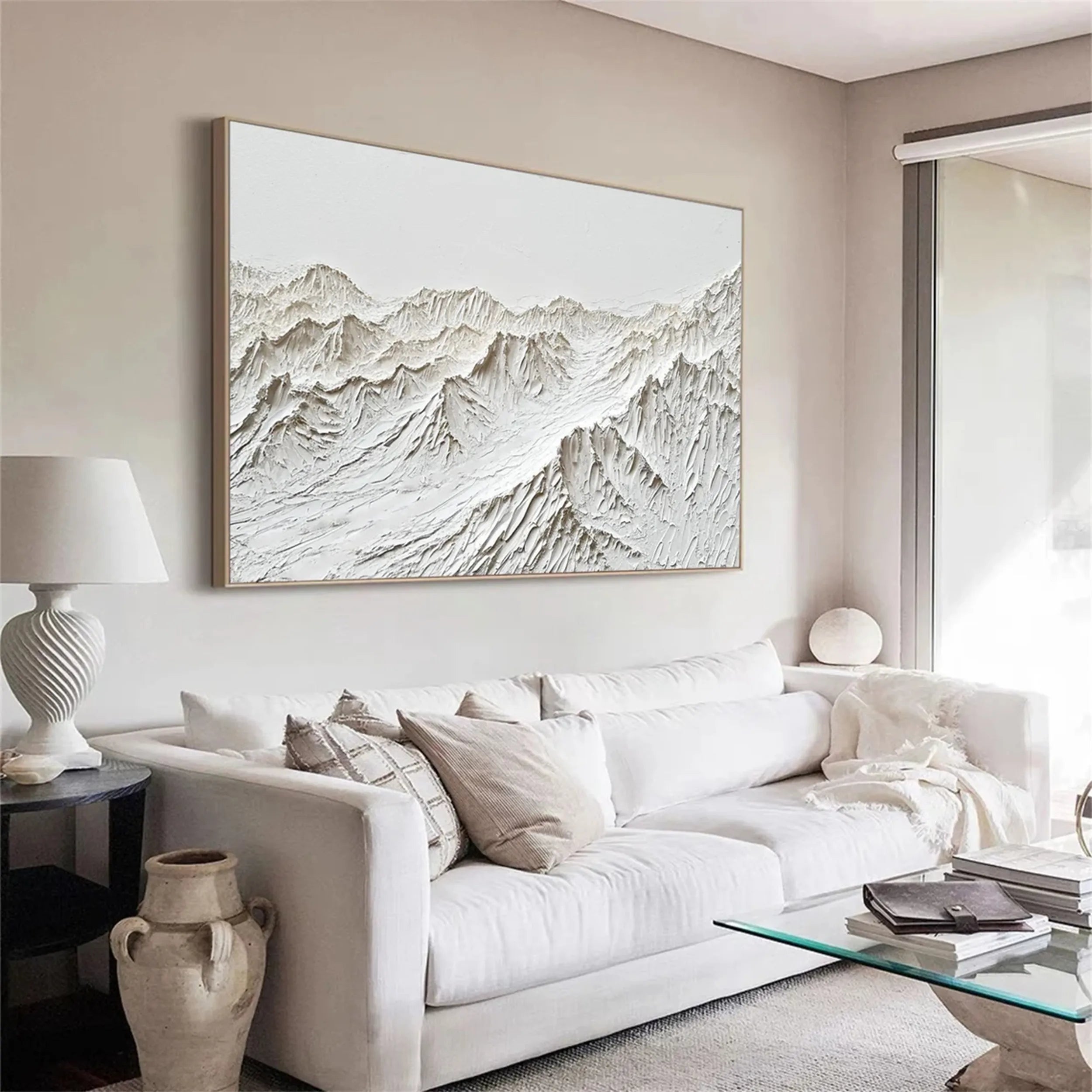 White Minimalist Textured Painting Canvas #MM248
