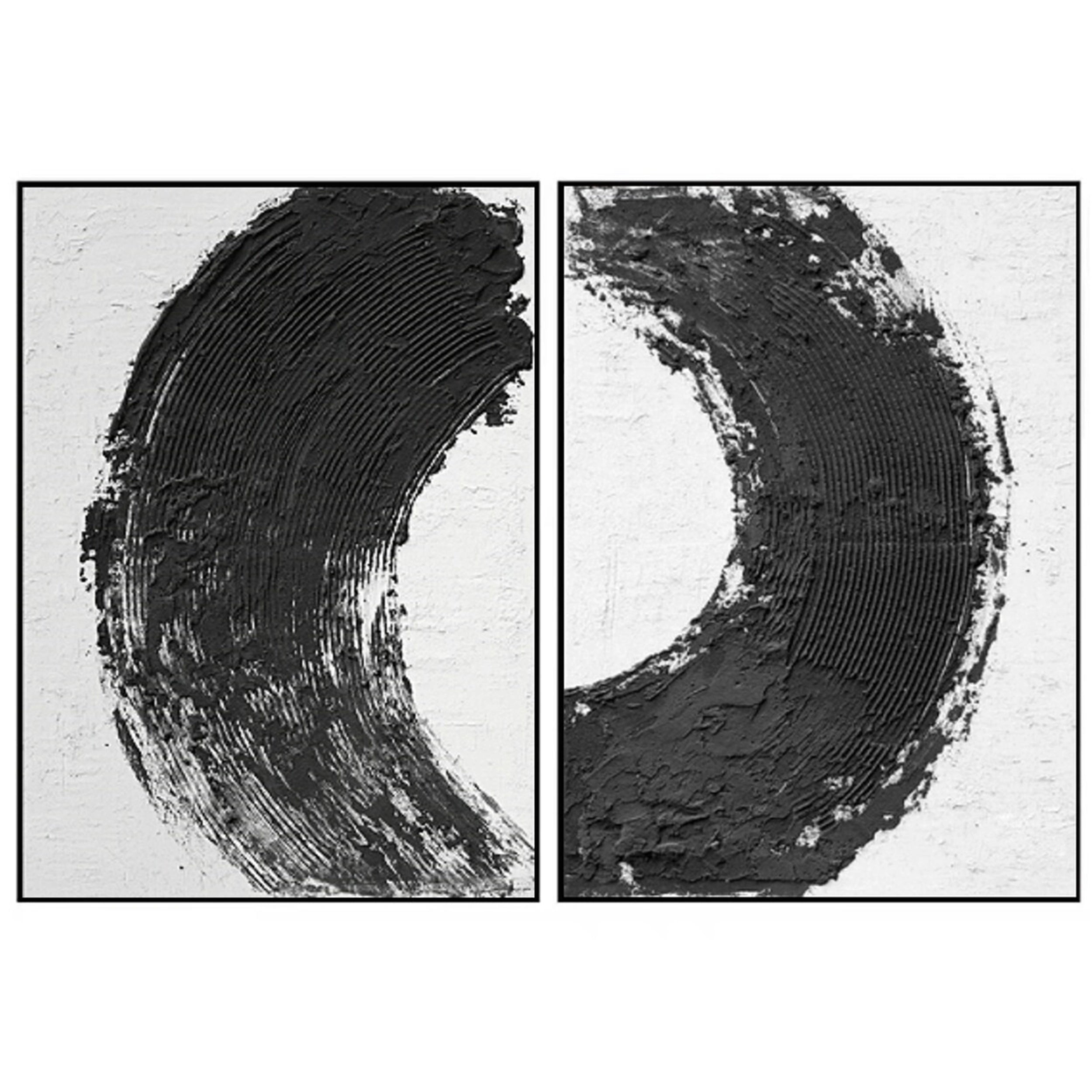 Black White Textured Minimalist Wall Art Set of 2 #MZ070