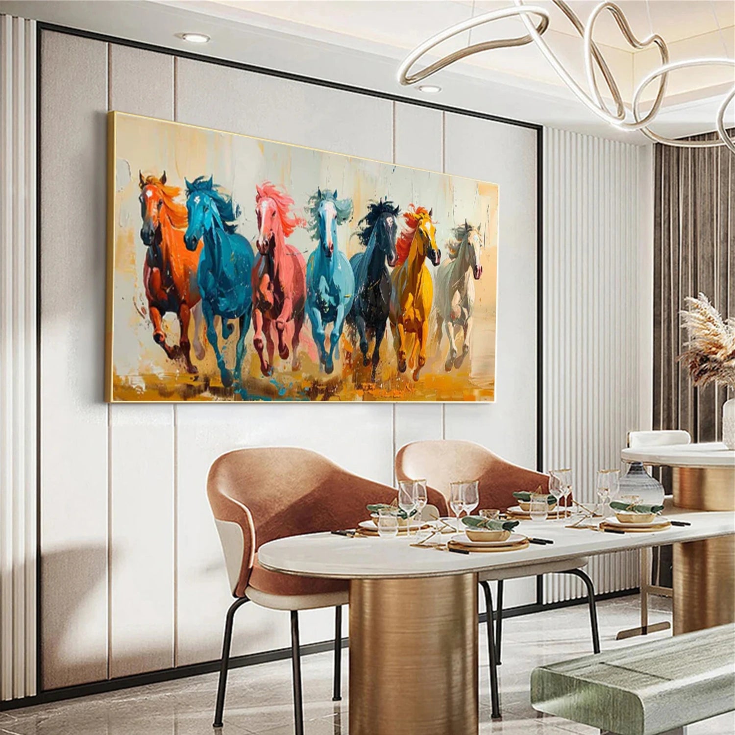 Colorful Abstract Horse Animal Canvas Art #AP220