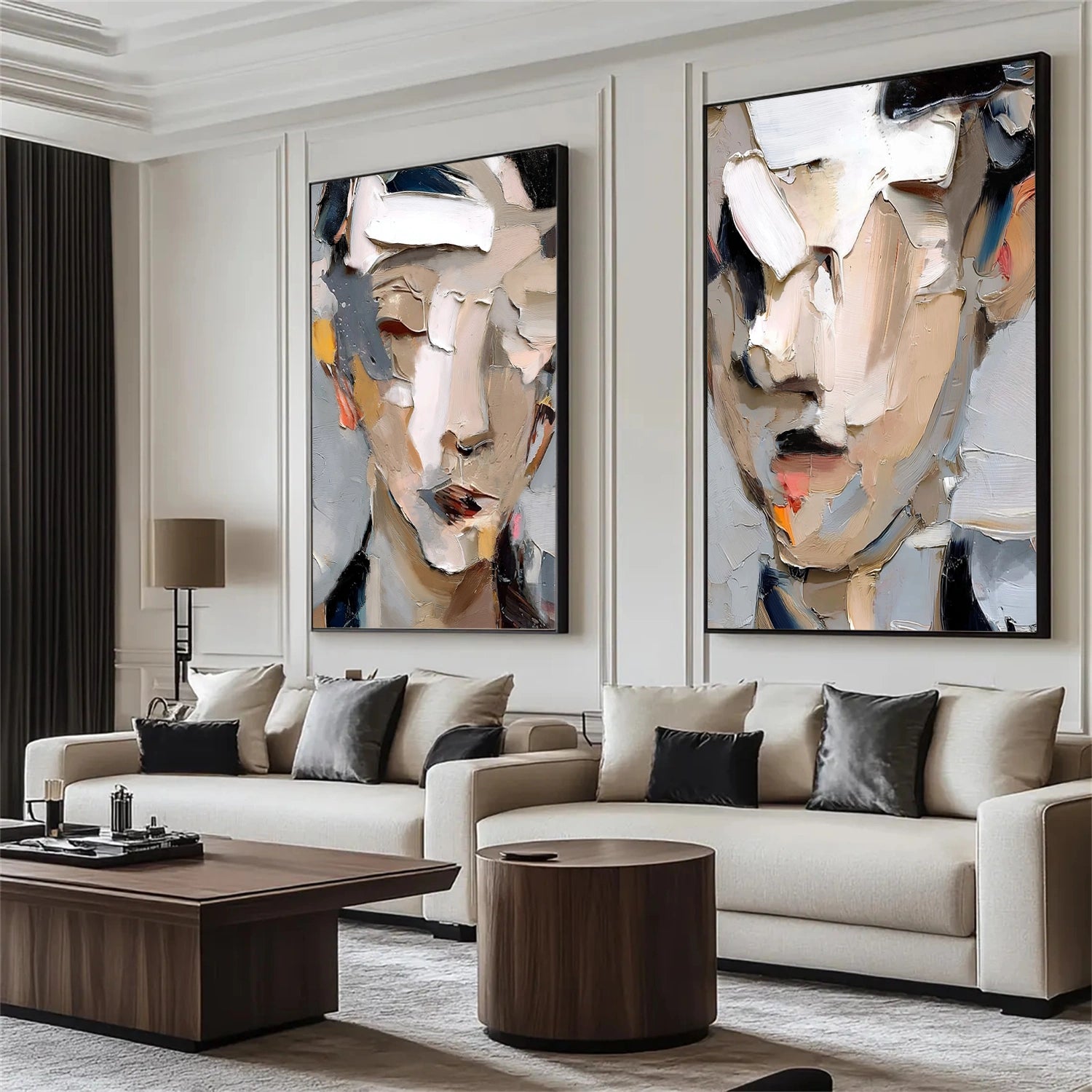 Abstract Portrait Texture Wall Art Set Of 2 #PT 073