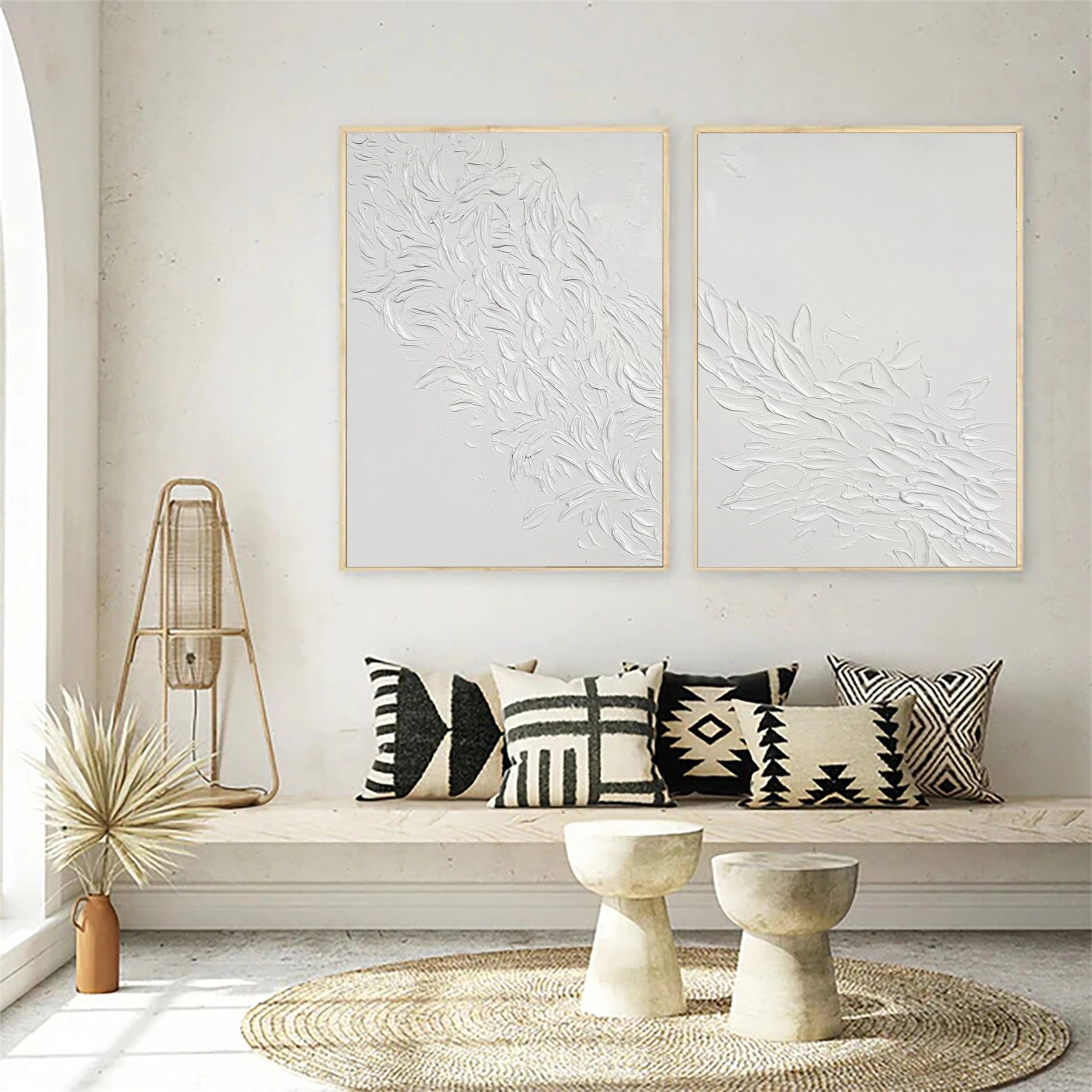 Plaster Art Minimalist Textured Paintings Set of 2 #MM163