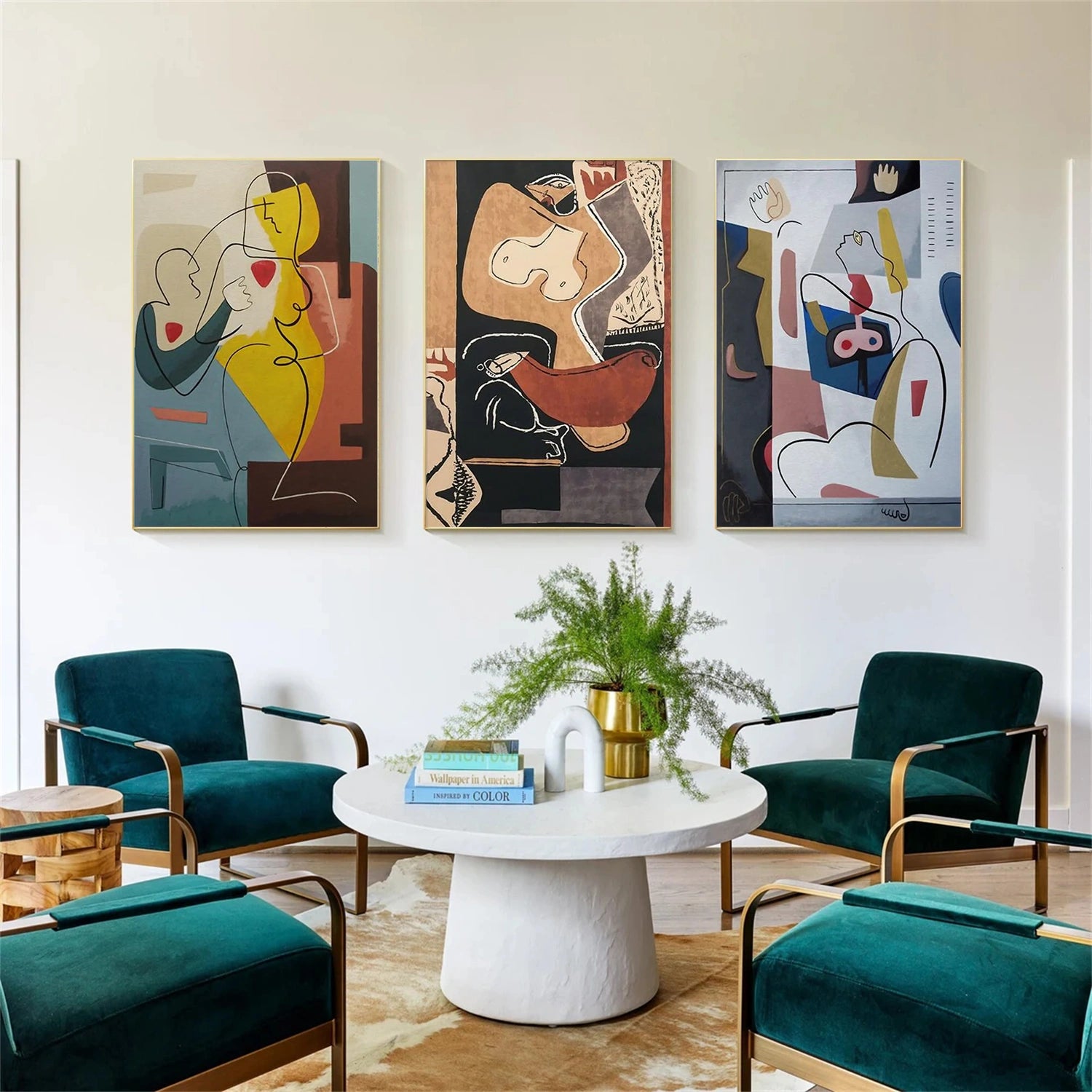 Colorful Abstract Portrait Set of 3 Wall Art #PT006