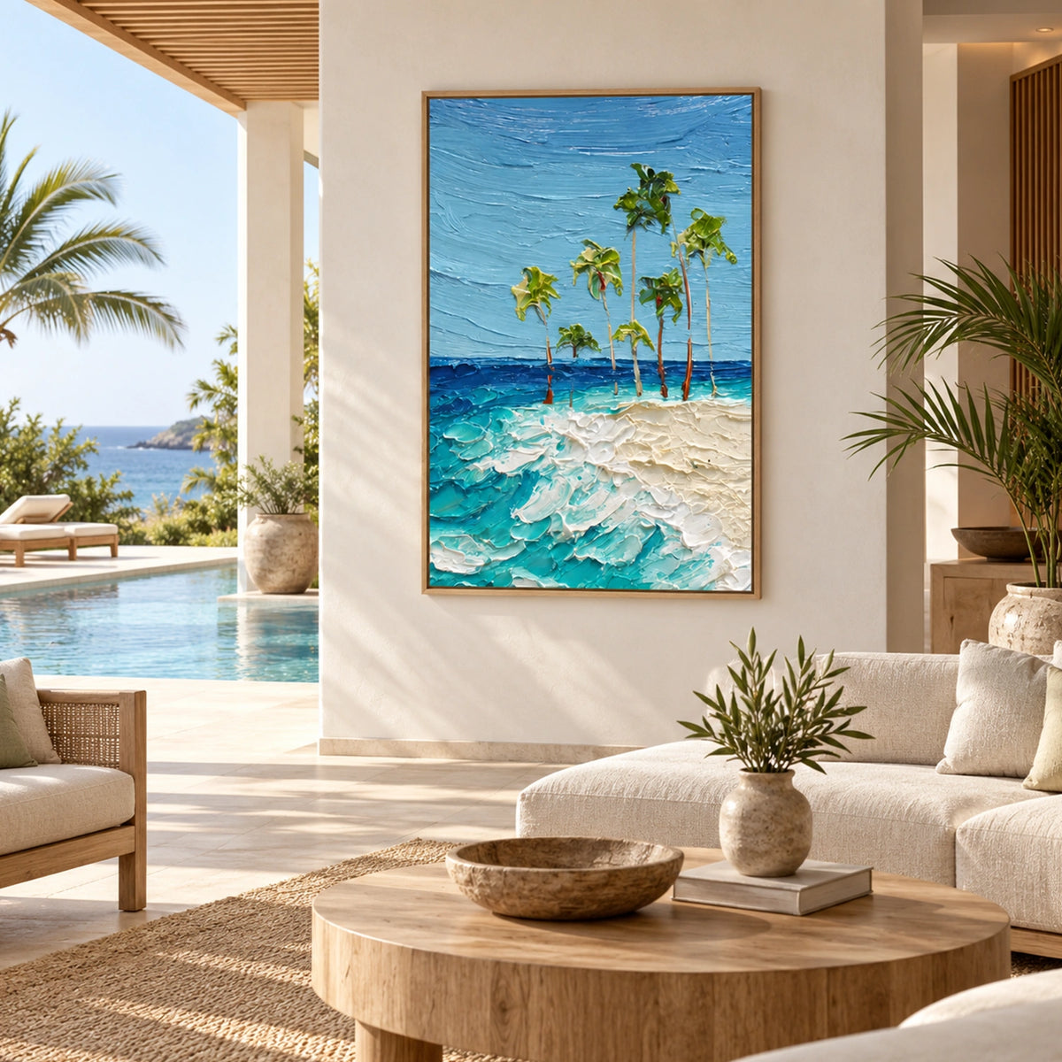Ocean And Sky Abstract Canvas Art #OS473