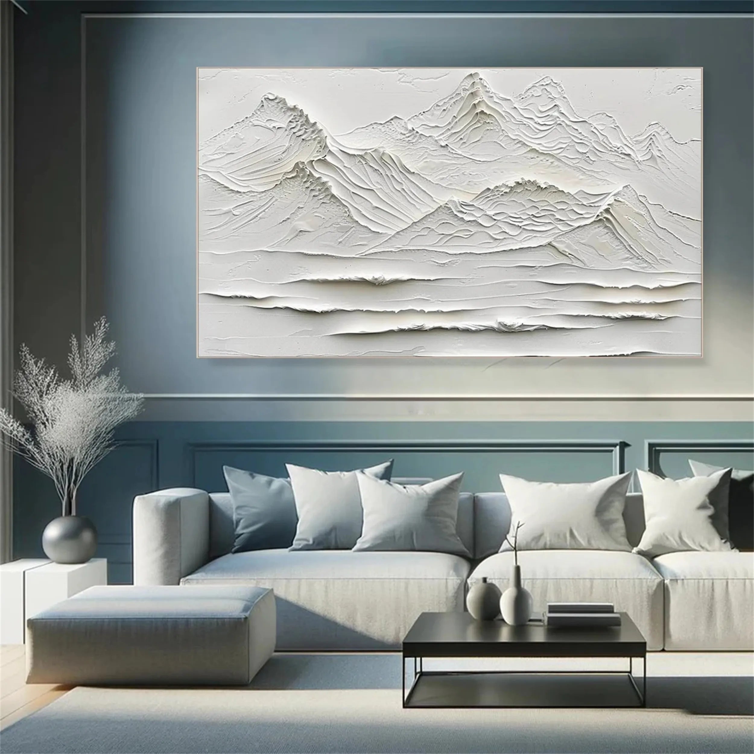 White Minimalist Textured Painting Canvas #MM247