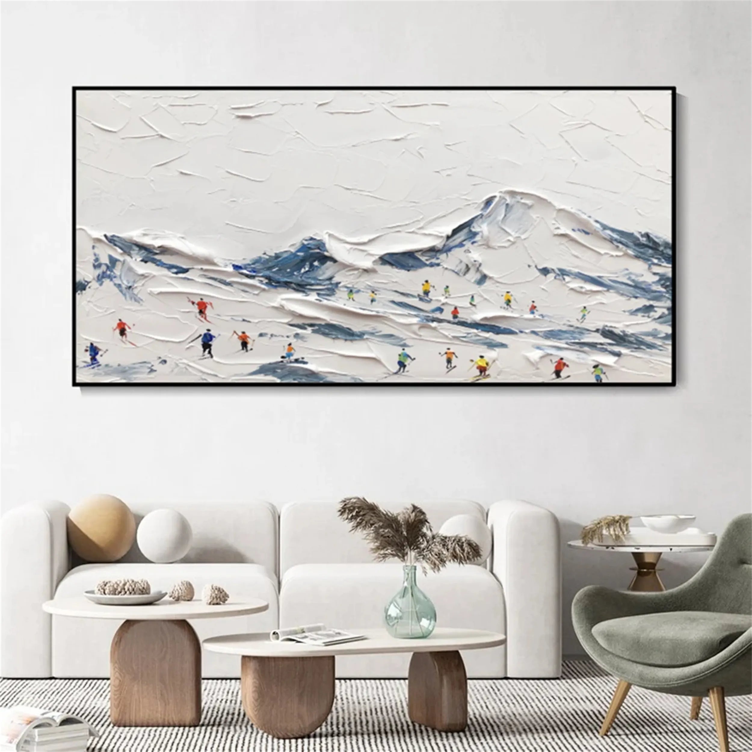 Skiing Sport Art Textured Painting Canvas #MM225