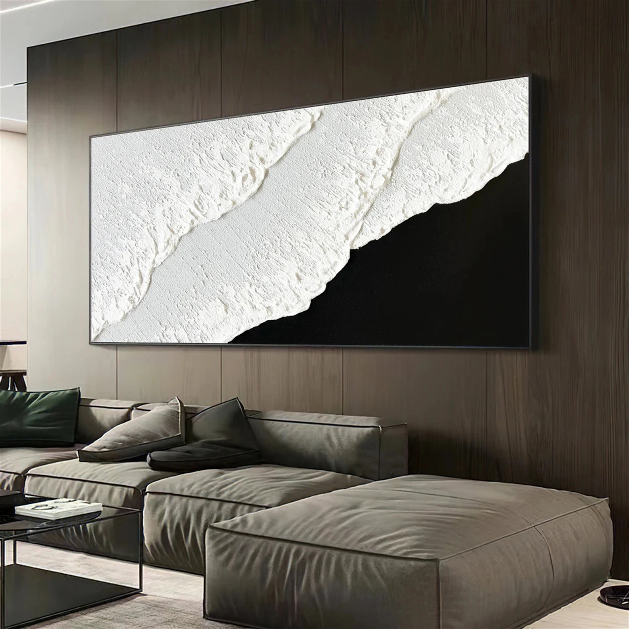 Black White Textured Minimalist Wall Art #MZ054
