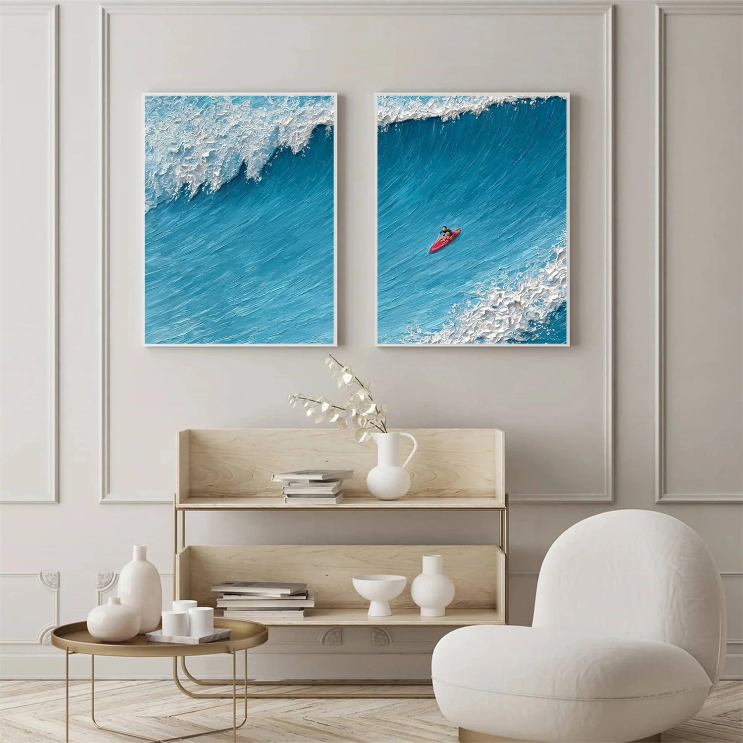 Surfing Sport Texture Set of 2 Canvas Painting #SA025