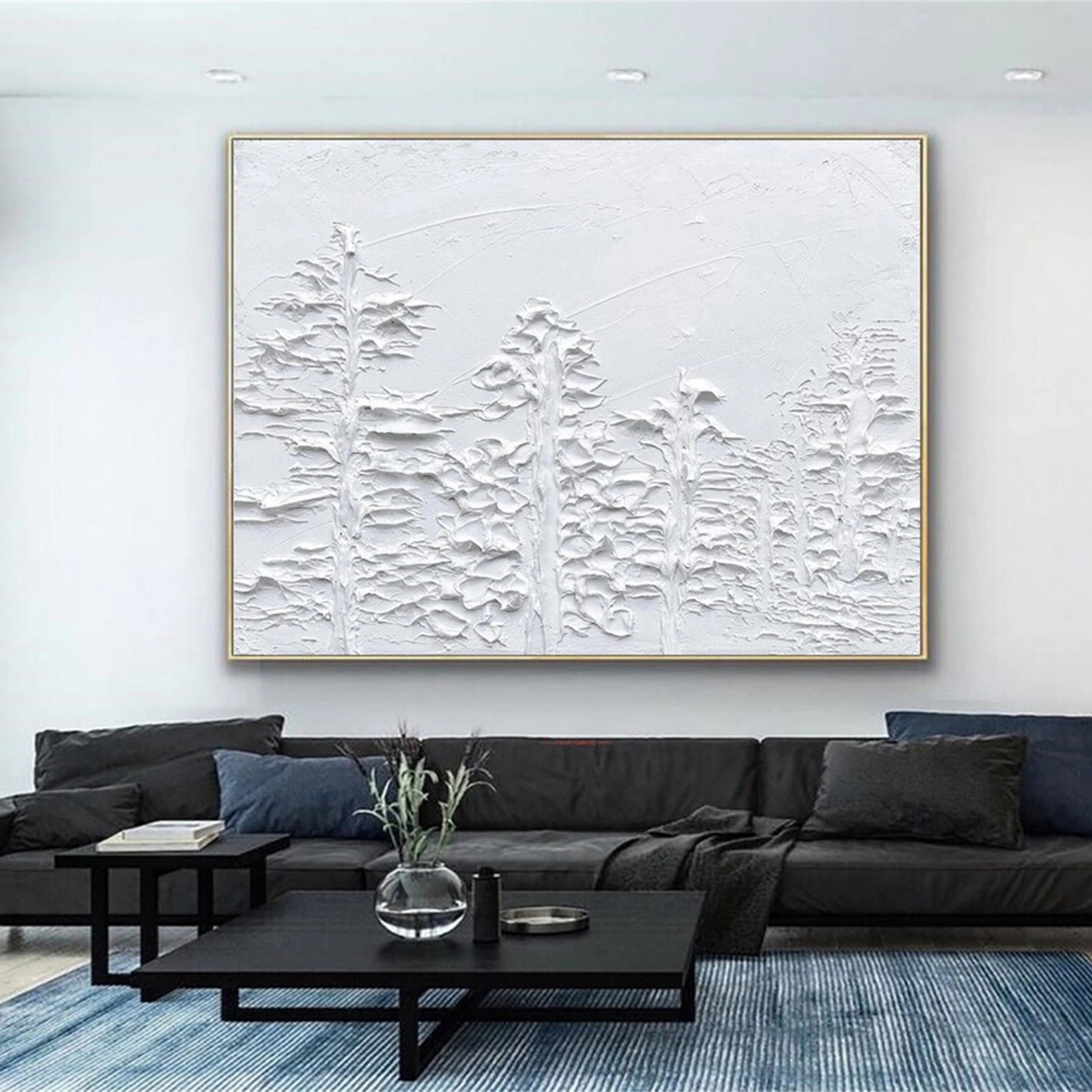White Minimalist Textured Painting Canvas #MM121