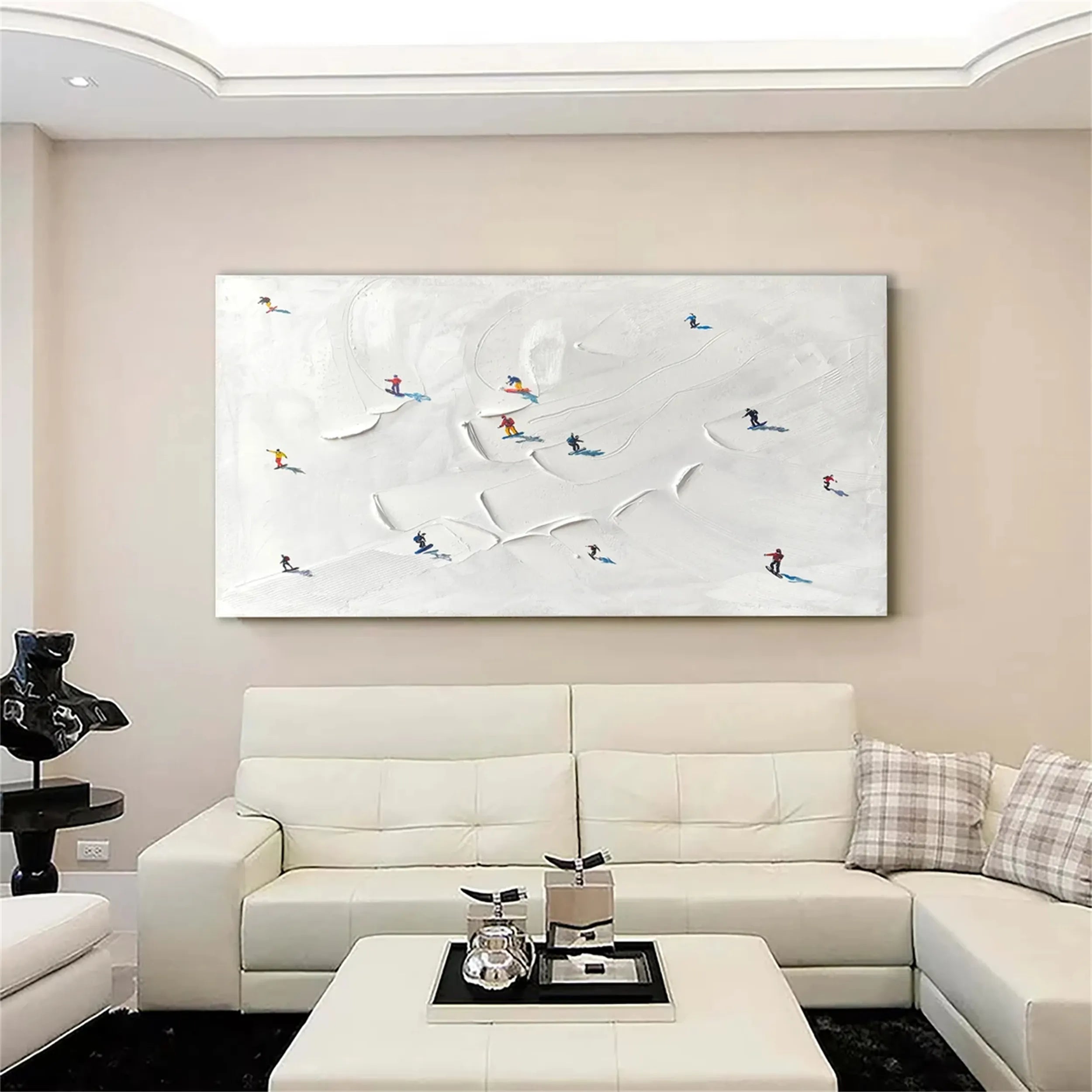 Skiing Sport Art Textured Painting Canvas #MM219