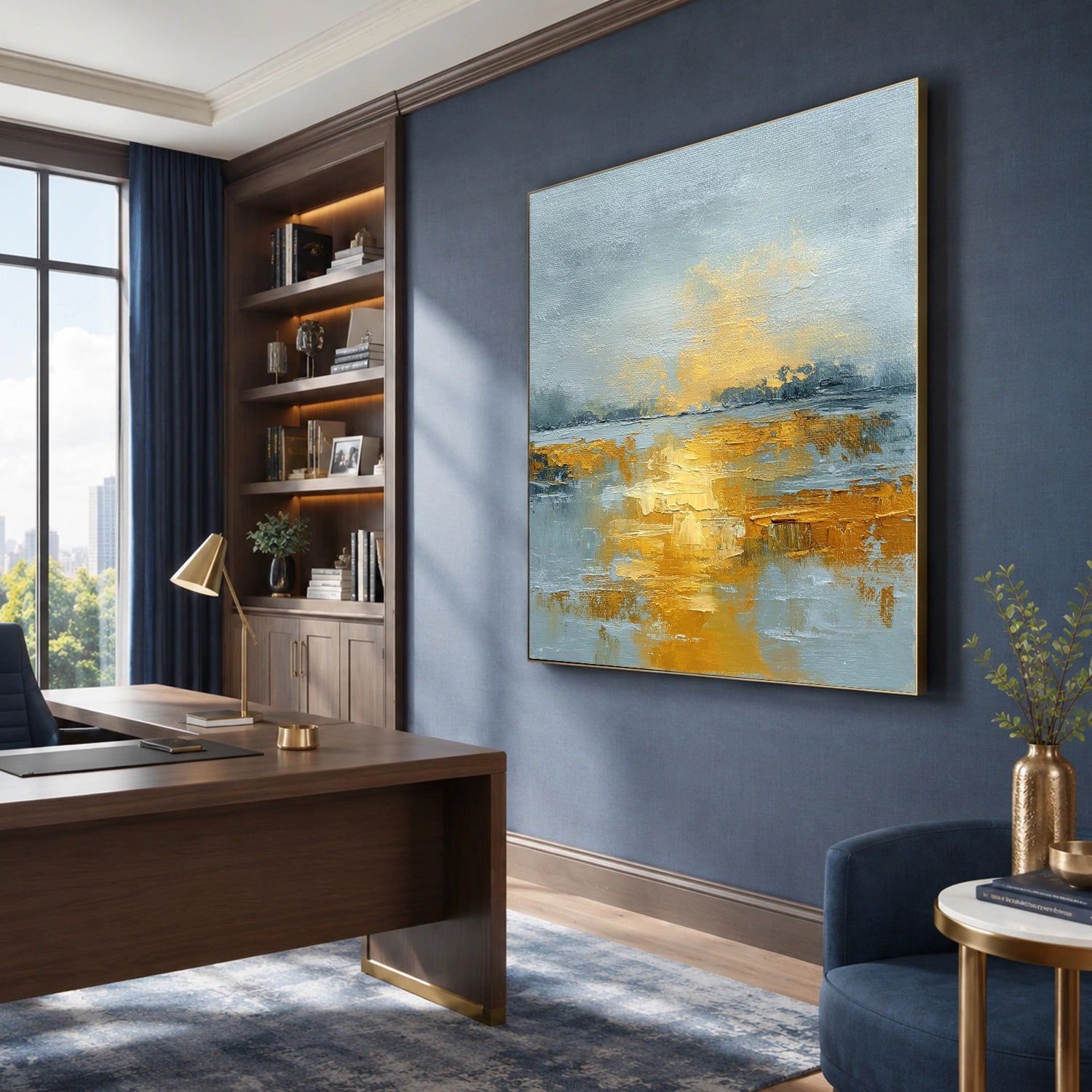 Ocean And Sky Abstract Canvas Art #OS431